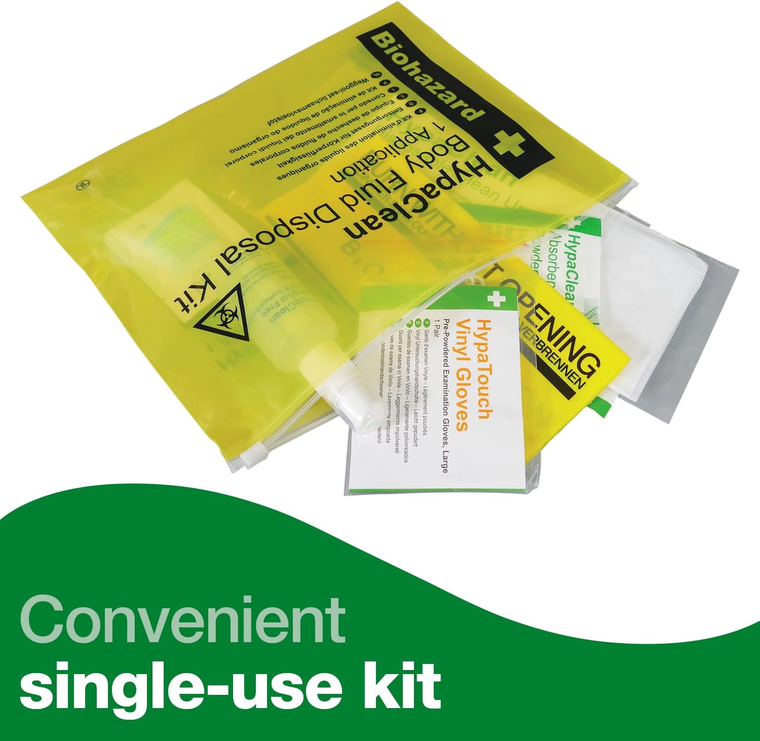 HypaClean – Set zur Entsorgung von Körperflüssigkeiten (Einmalgebrauch) mit Vinyl-Tasche
