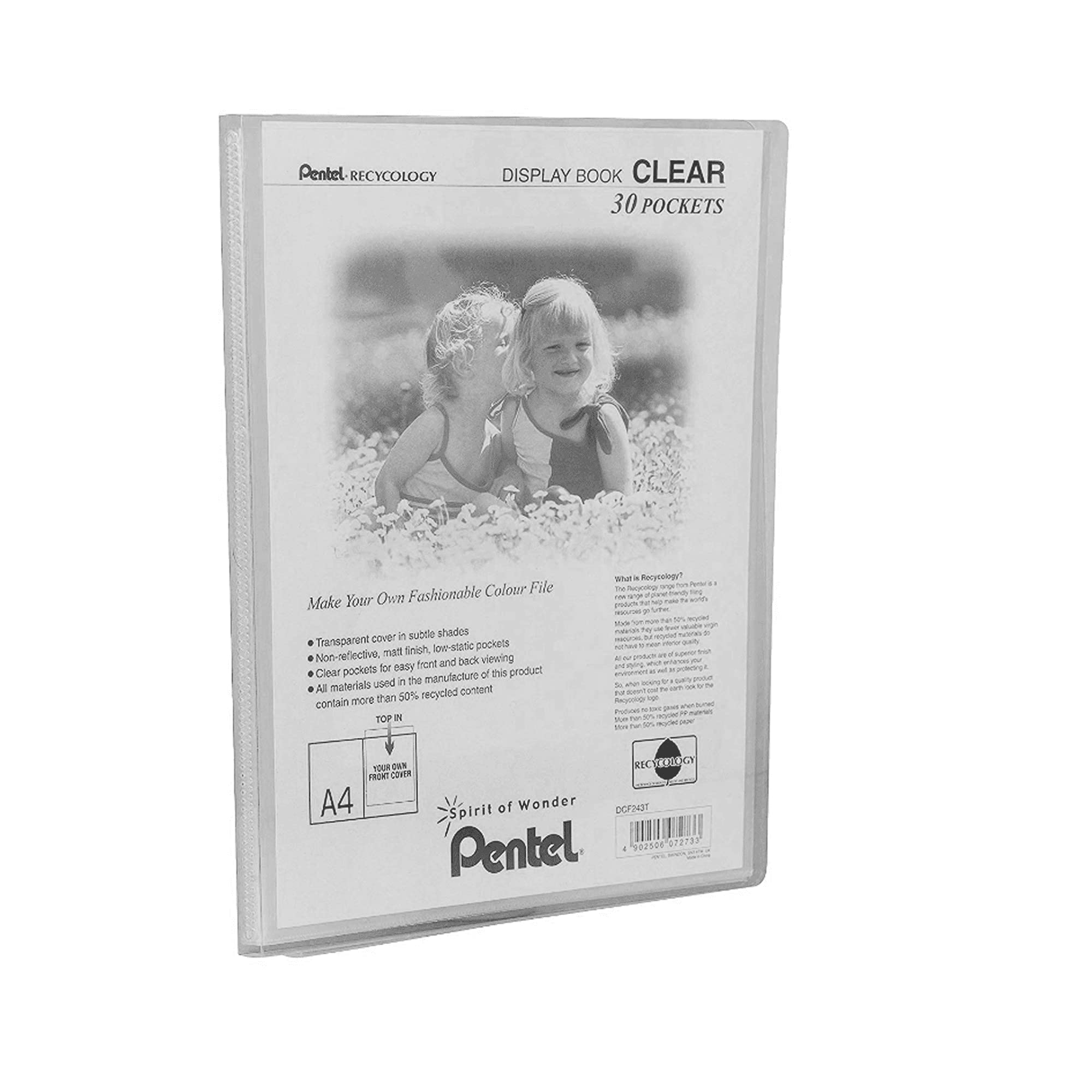 Pentel Display Book DCF243T - Transparent Cover, 30 A4 Pockets | Non-Reflective Matt Finish