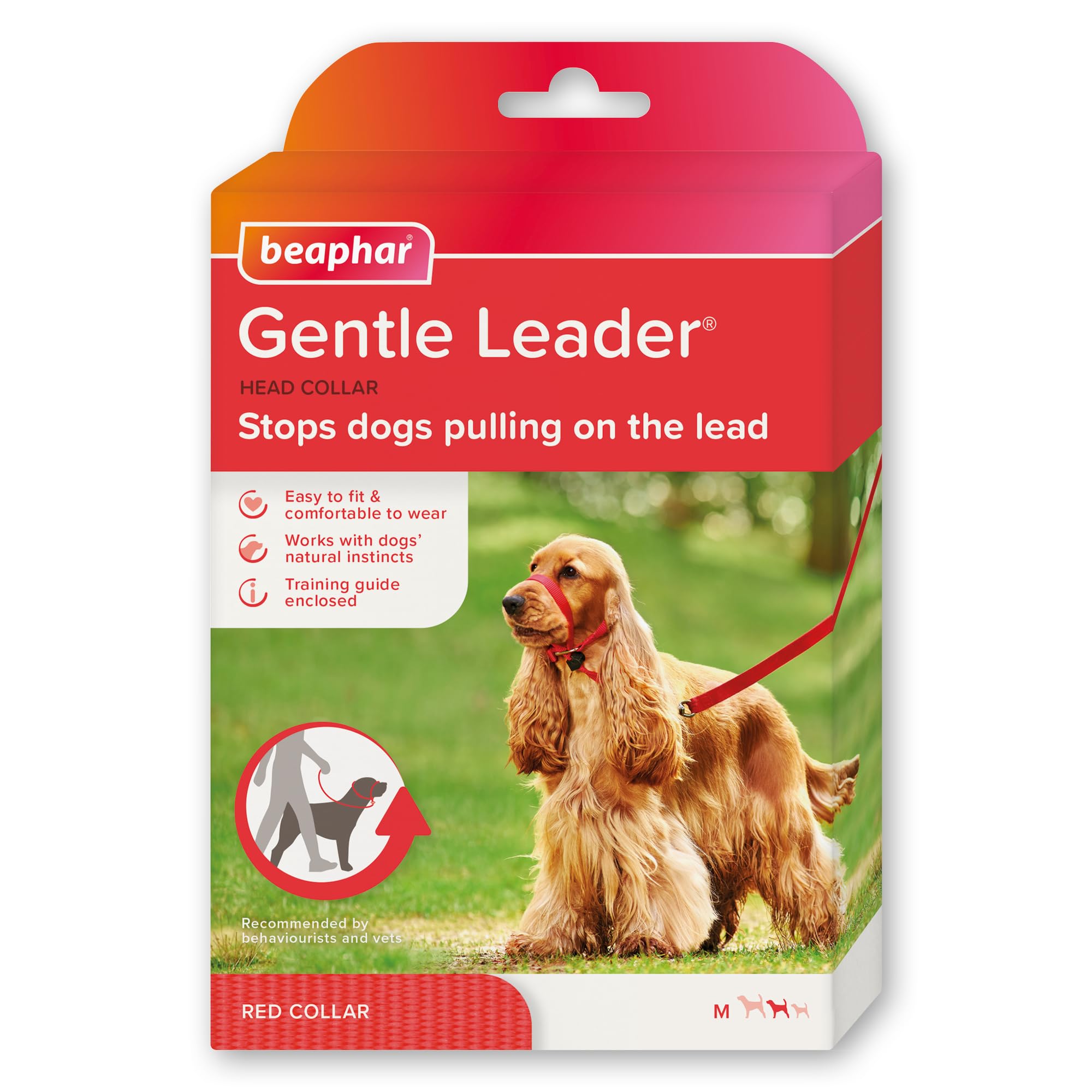 Beaphar Gentle Leader Head Collar - Medium Dog Training Aid for Stopping Pulling | Red