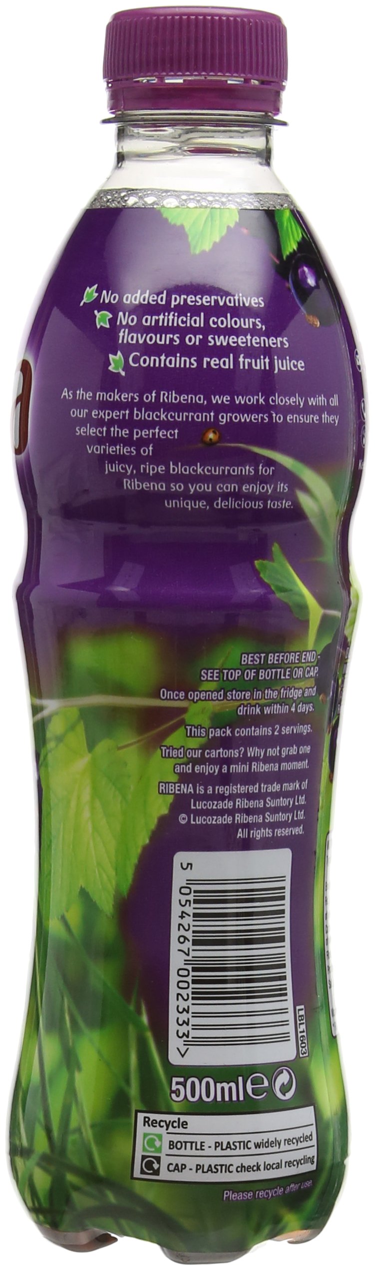 Ribena Blackcurrant Juice Drink 500ml with Real Fruit Juice, Rich in Vitamin C