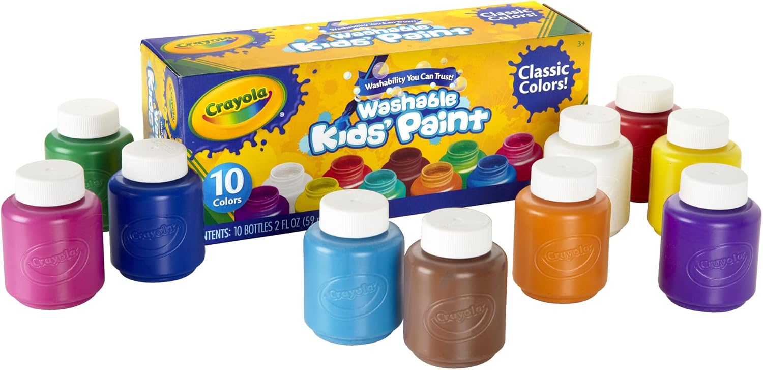Crayola 10 ct Washable Kids' Paint - Assorted Colors, 2 oz Bottles