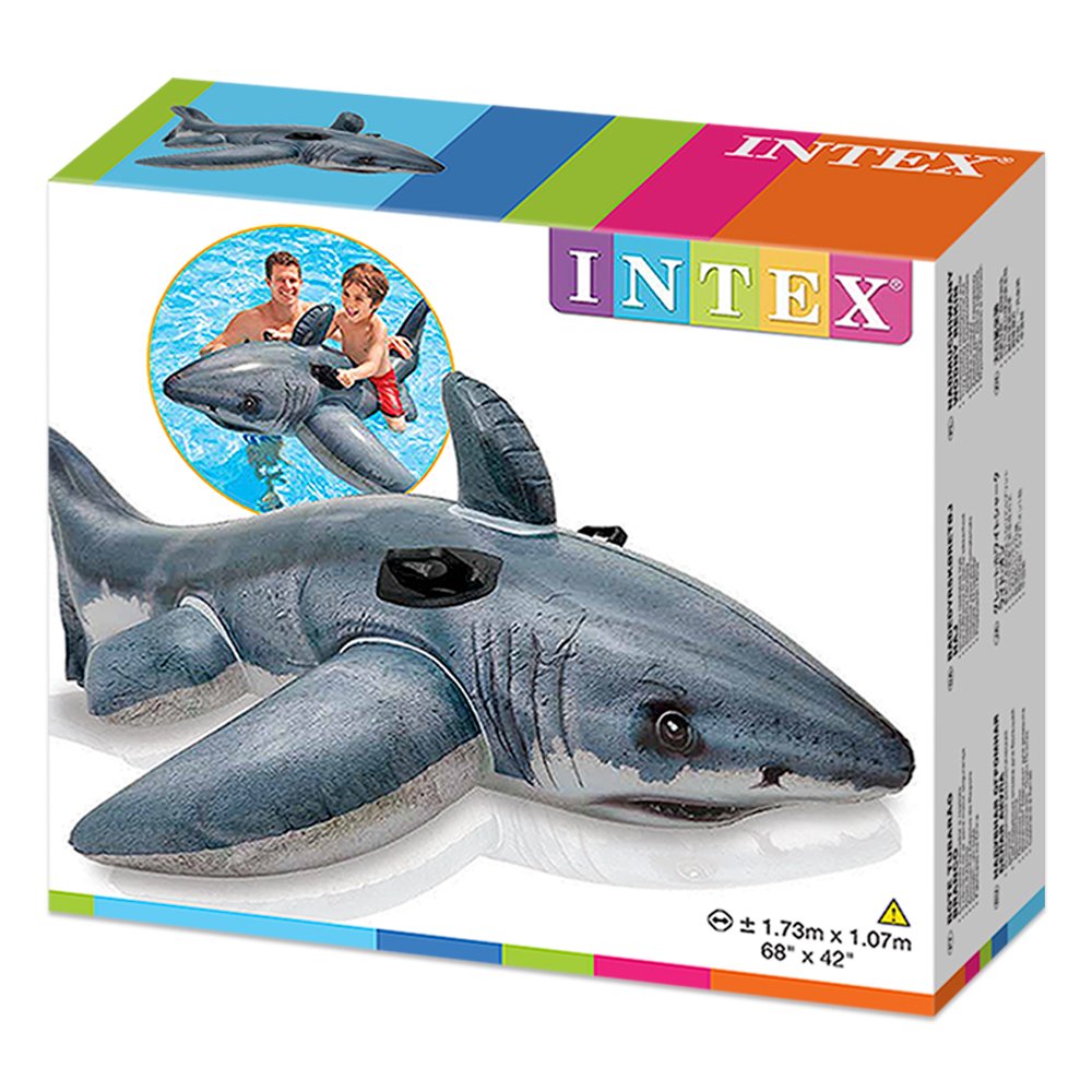 Intex Inflatable Shark Ride-On - 173x107 cm | Durable Vinyl | Ages 3+ 4