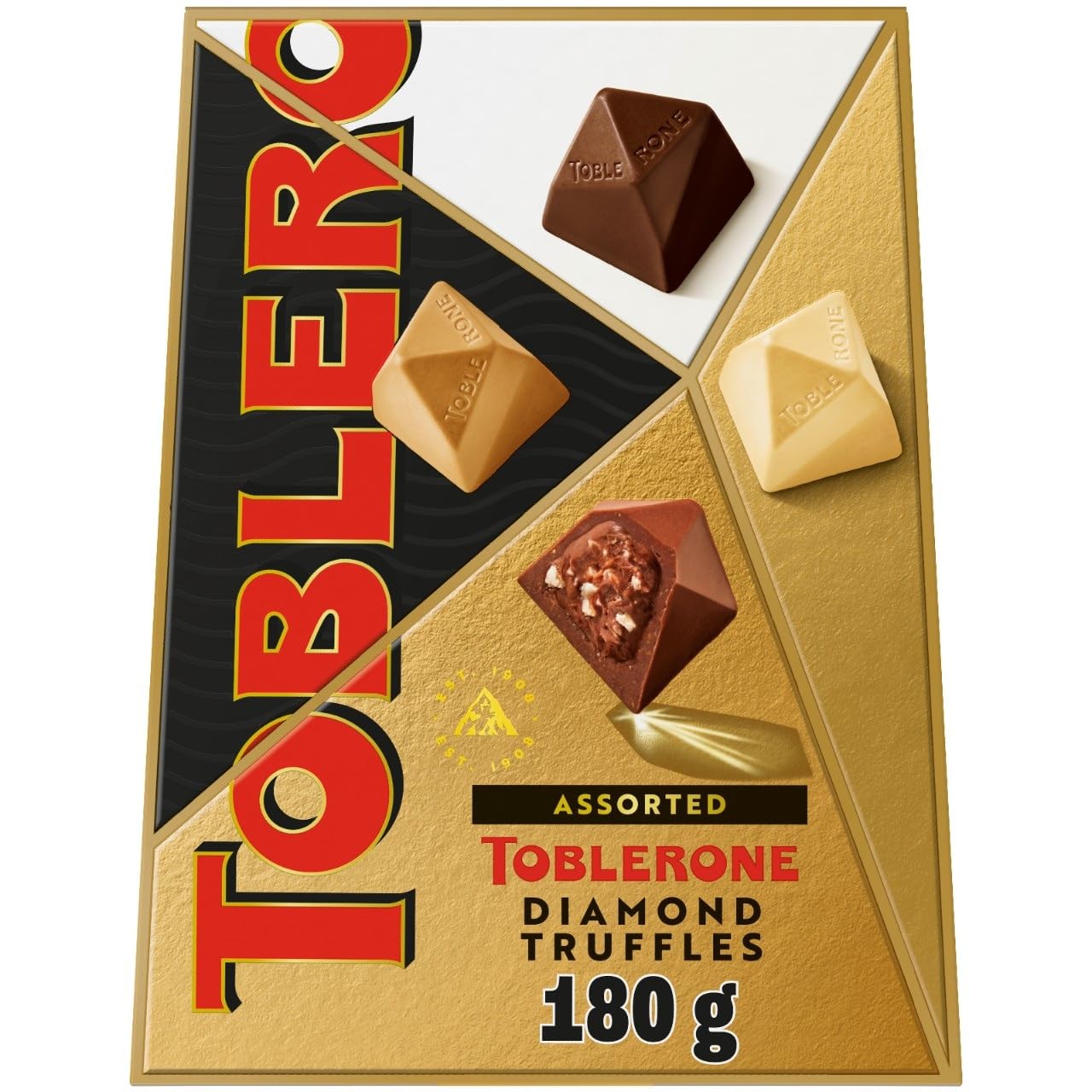 Toblerone Assorted Diamond Chocolate Truffles - Milk, Dark & Golden Caramel Praline, 180g 9