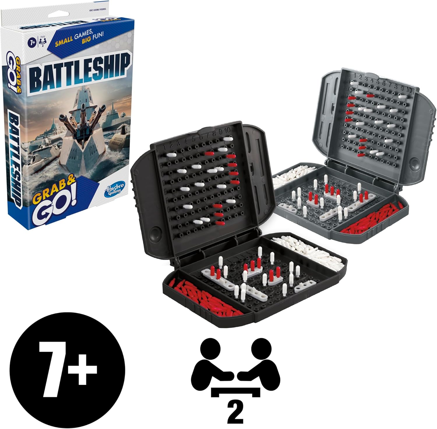 Hasbro Gaming Battleship Grab and Go Game, Portable 2-Player Strategy Board Game