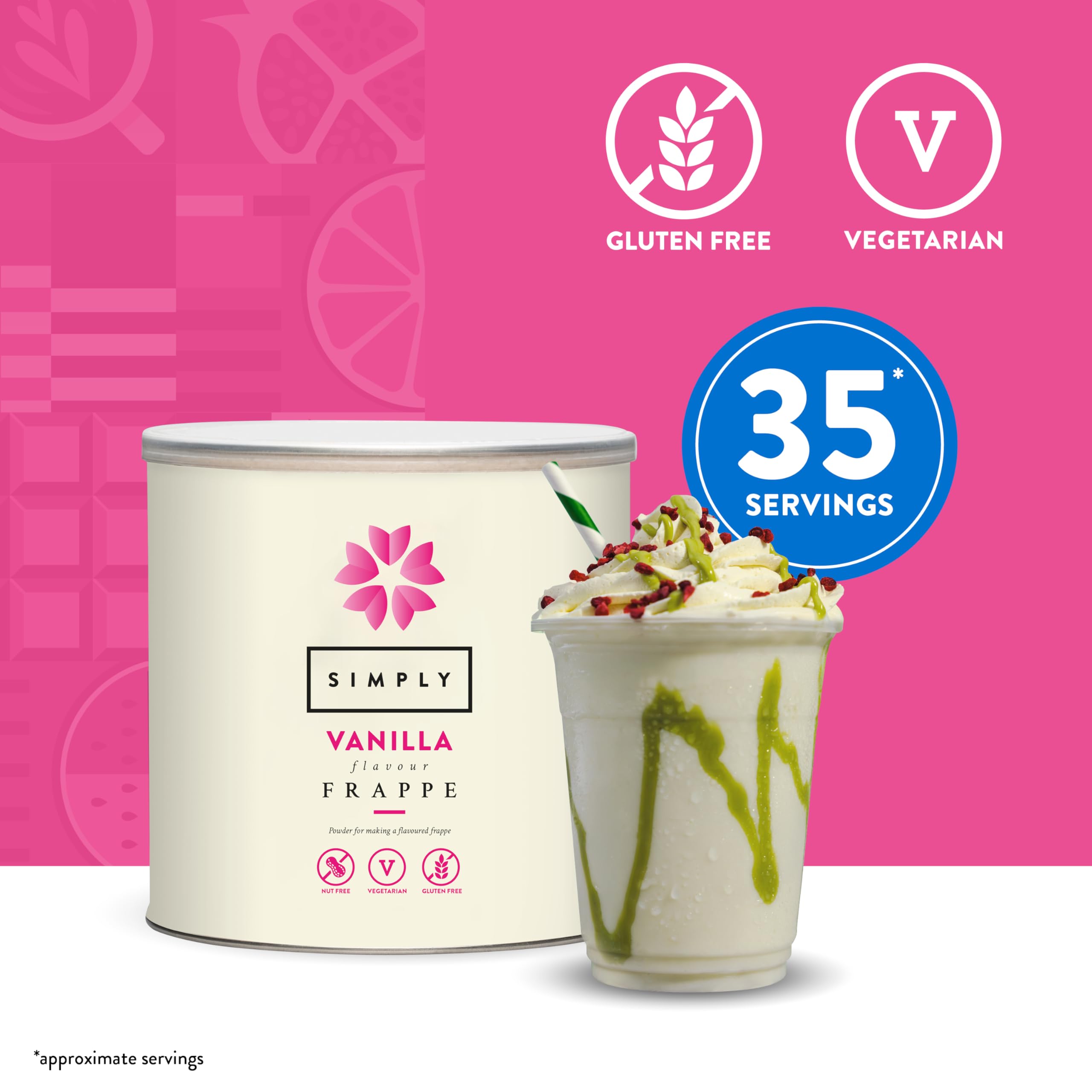 Simply - Vanilla Frappe Powder, Nut Free & Gluten Free Iced Beverage Mix