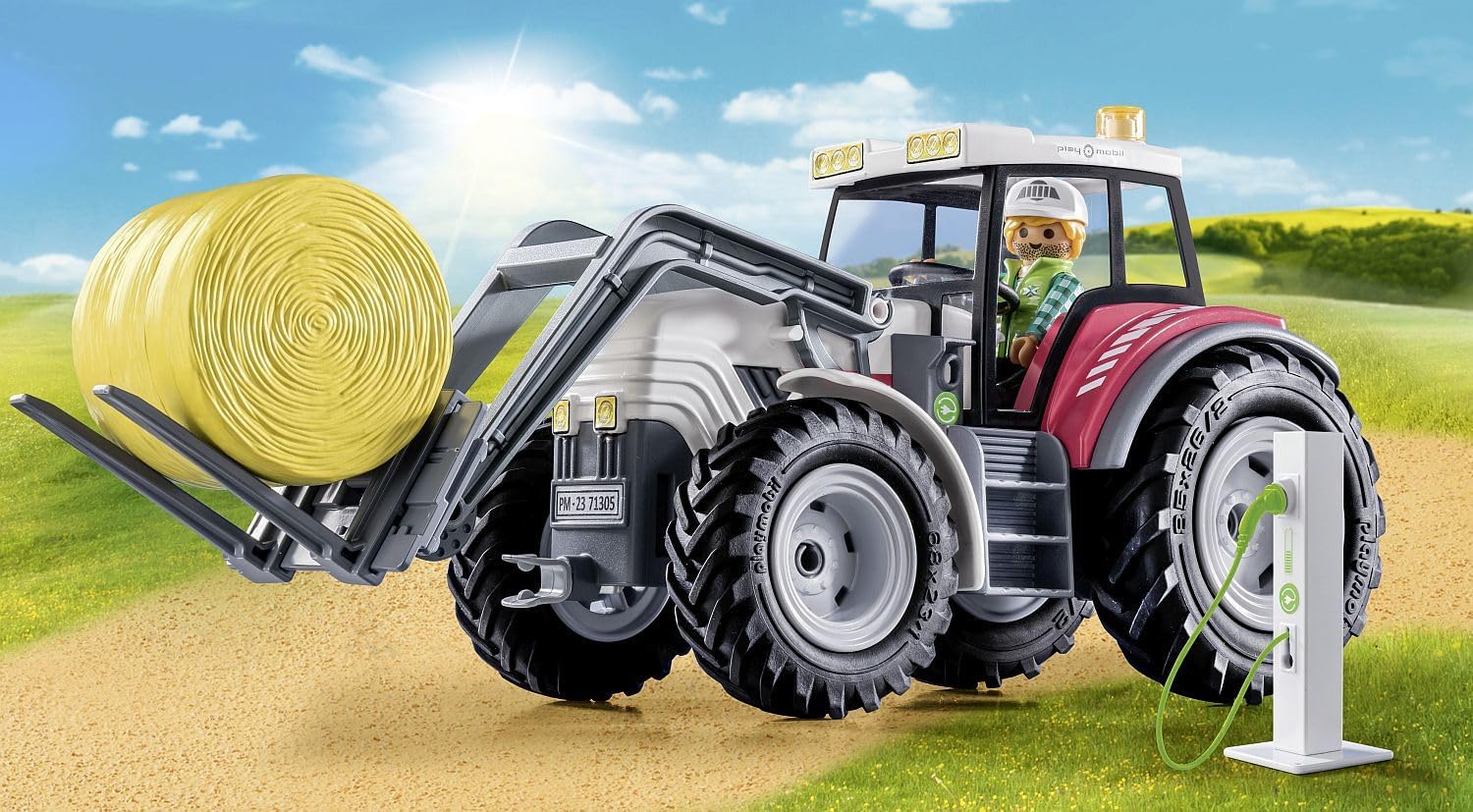 Playmobil 71305 Large Electric Tractor Playset - Educational Farm Vehicle for Kids 4+
