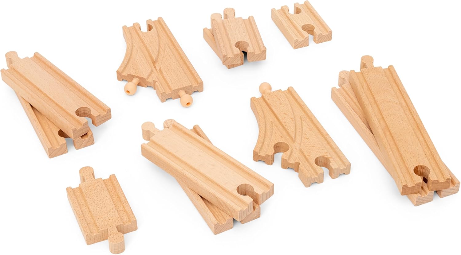 BRIO World Starter Wooden Railway Train Track Pack - 12-Piece Expansion Set for Kids 4
