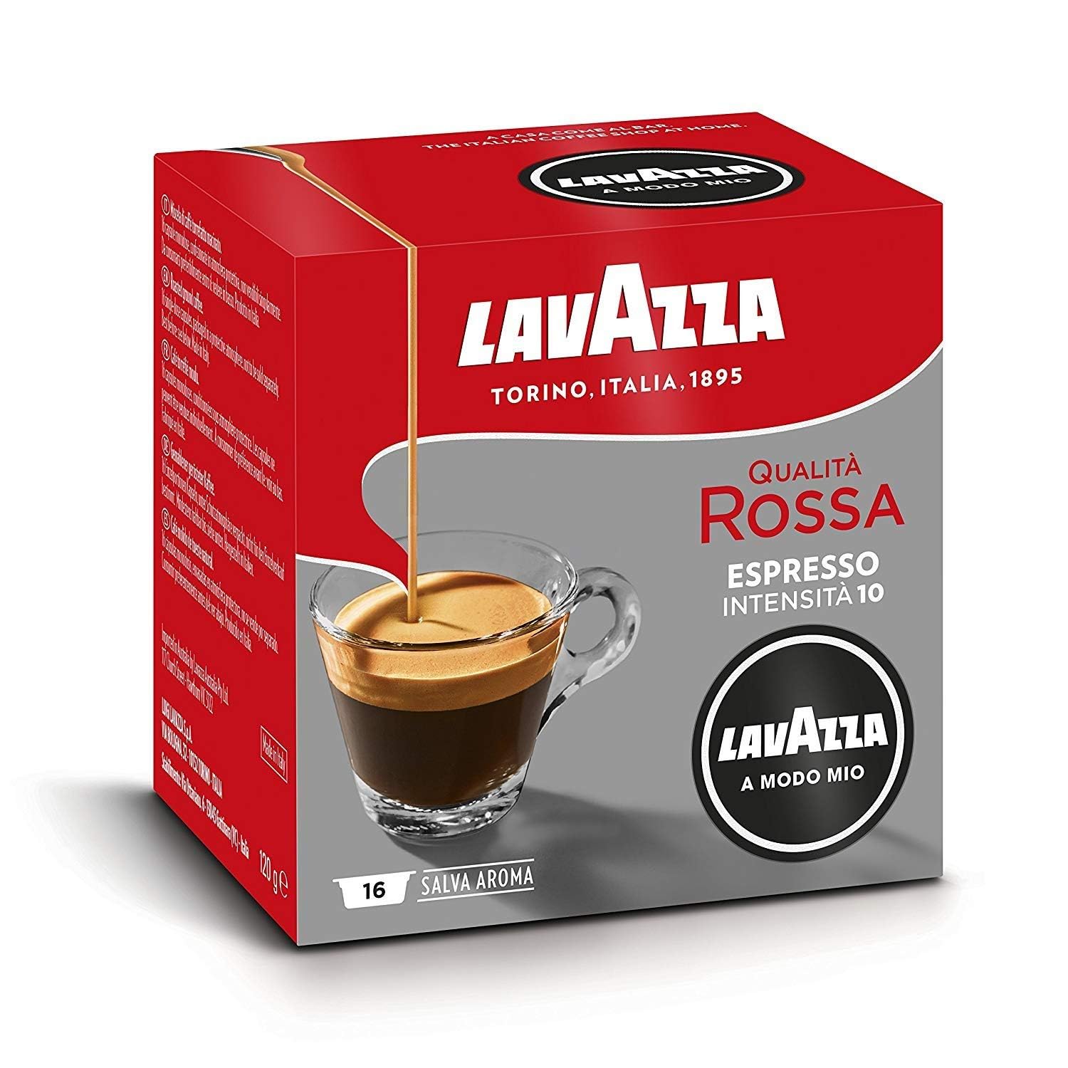 Lavazza A Modo Mio Qualità Rossa - 96 Compostable Coffee Capsules, Chocolate & Dried Fruit Notes, Intensity 10/13
