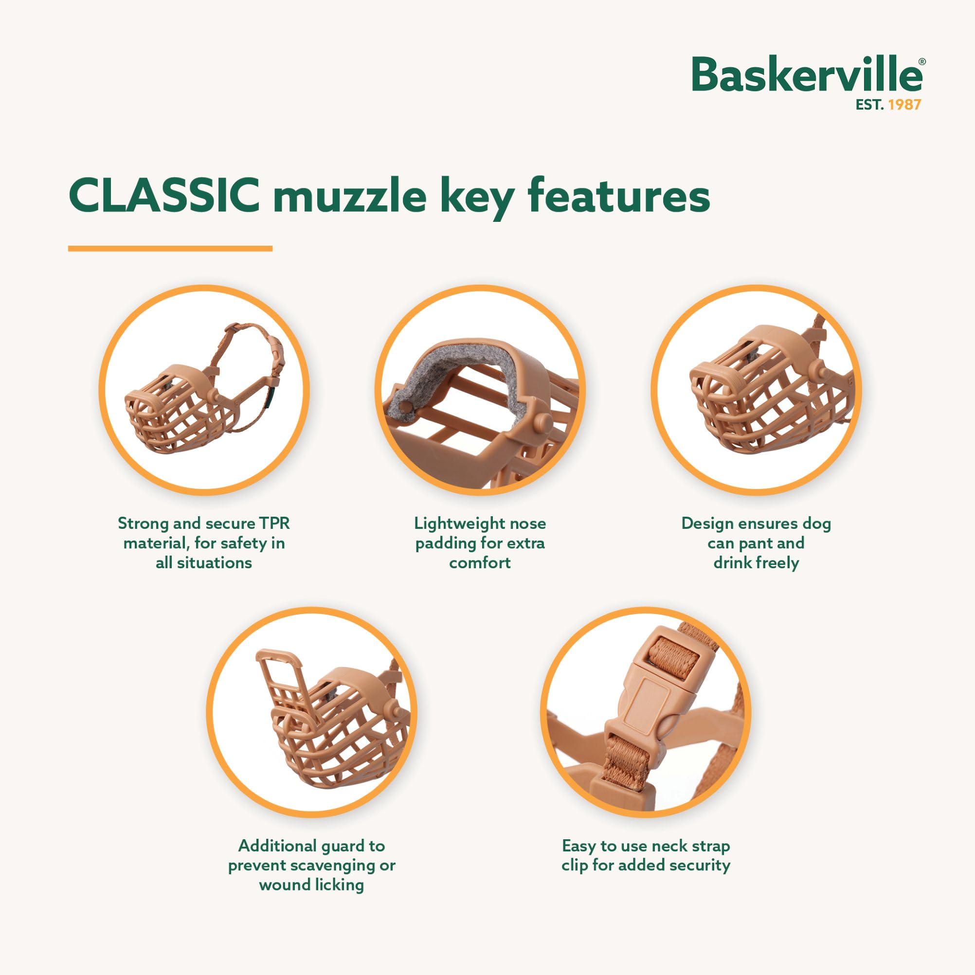 Baskerville Classic Basket Dog Muzzle - Size 9 | Brown TPE 4