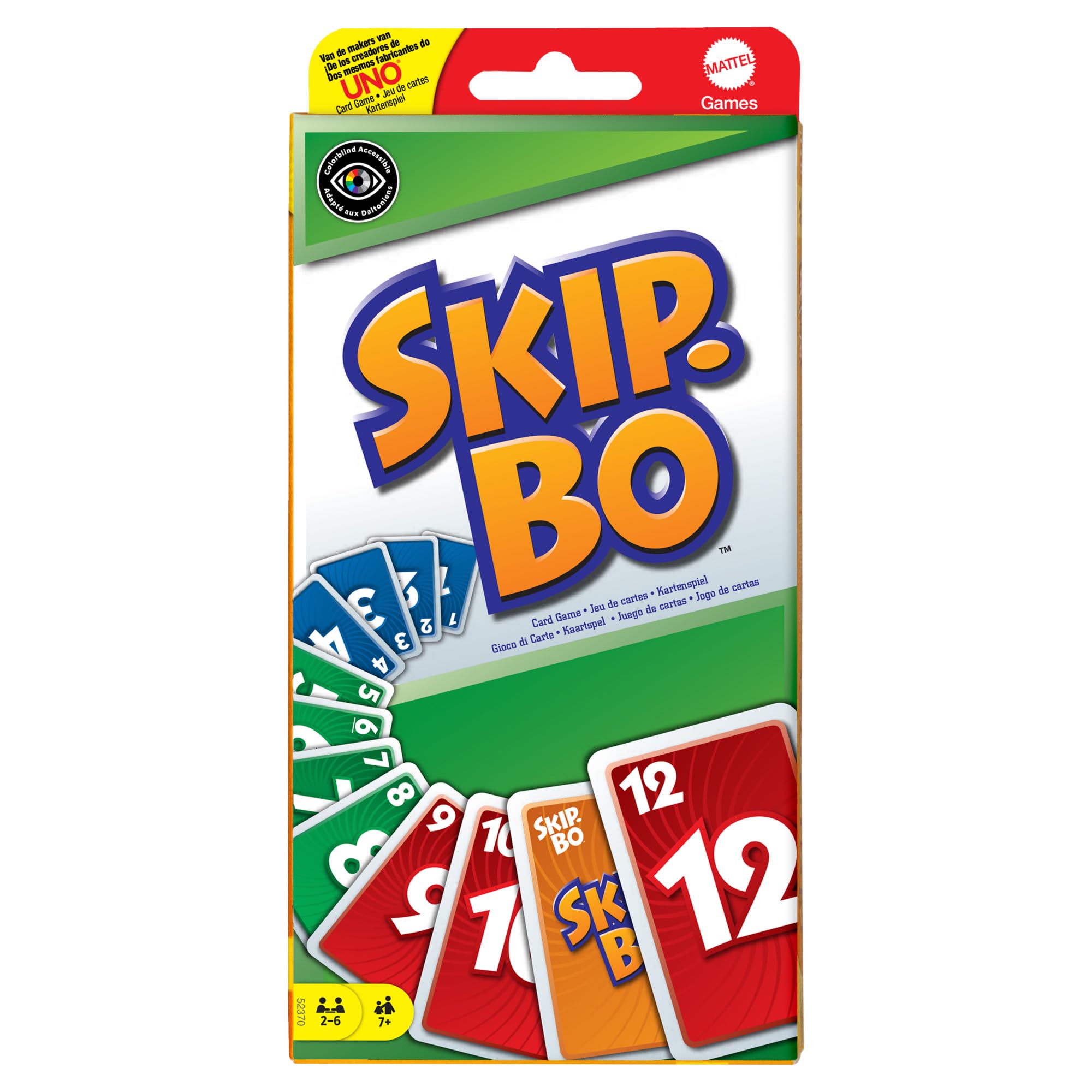 Mattel Games, SKIP-BO Card Games for ages +7, card sequencying family game from UNO creators, 52370 1