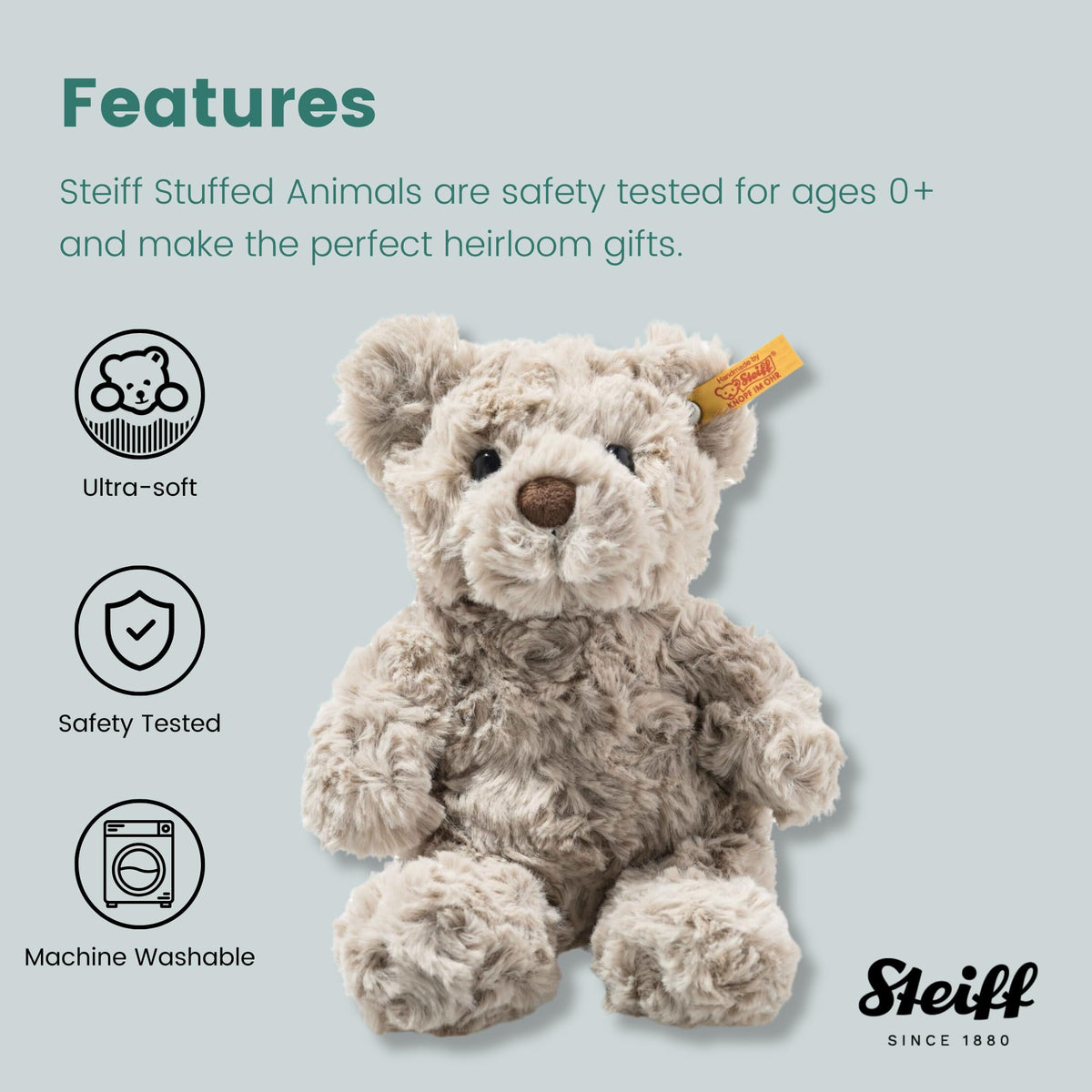 Steiff Soft Cuddly Friends Honey Teddy Bear - Grey, 18 cm