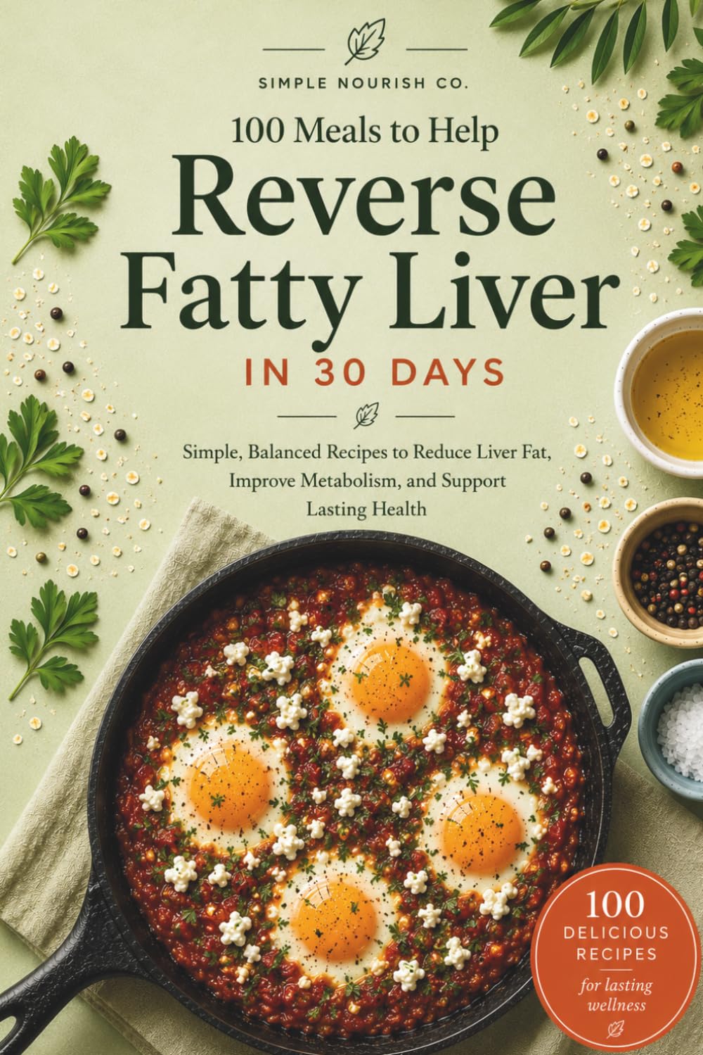 Simple Nourish Co. 100 Meals to Help Reduce Fatty Liver in 30 Days - Paperback | Low Fat Diet Cookbook 1