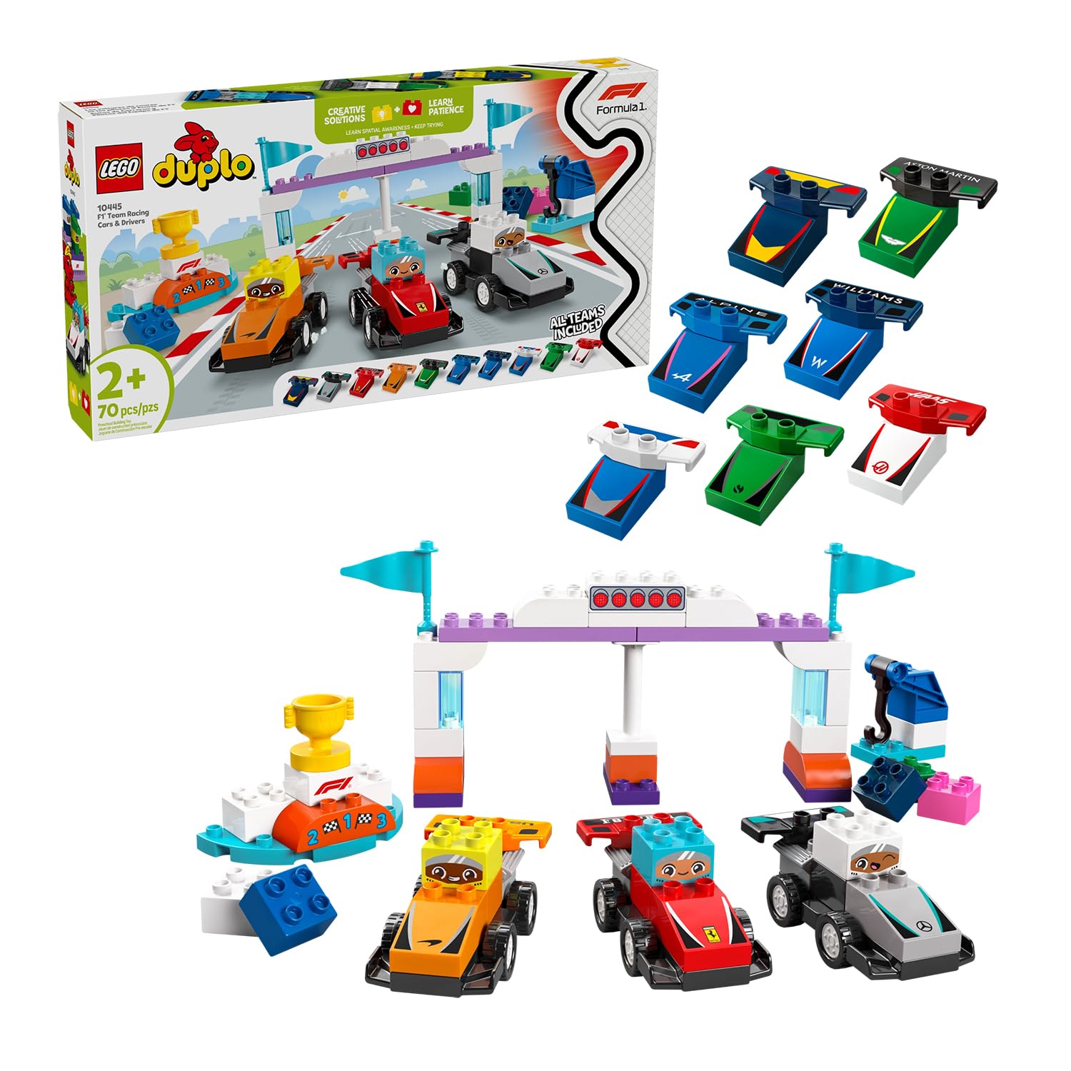 LEGO DUPLO Town F1 Team Race Cars & Drivers Building Toy - 2+ Year Olds