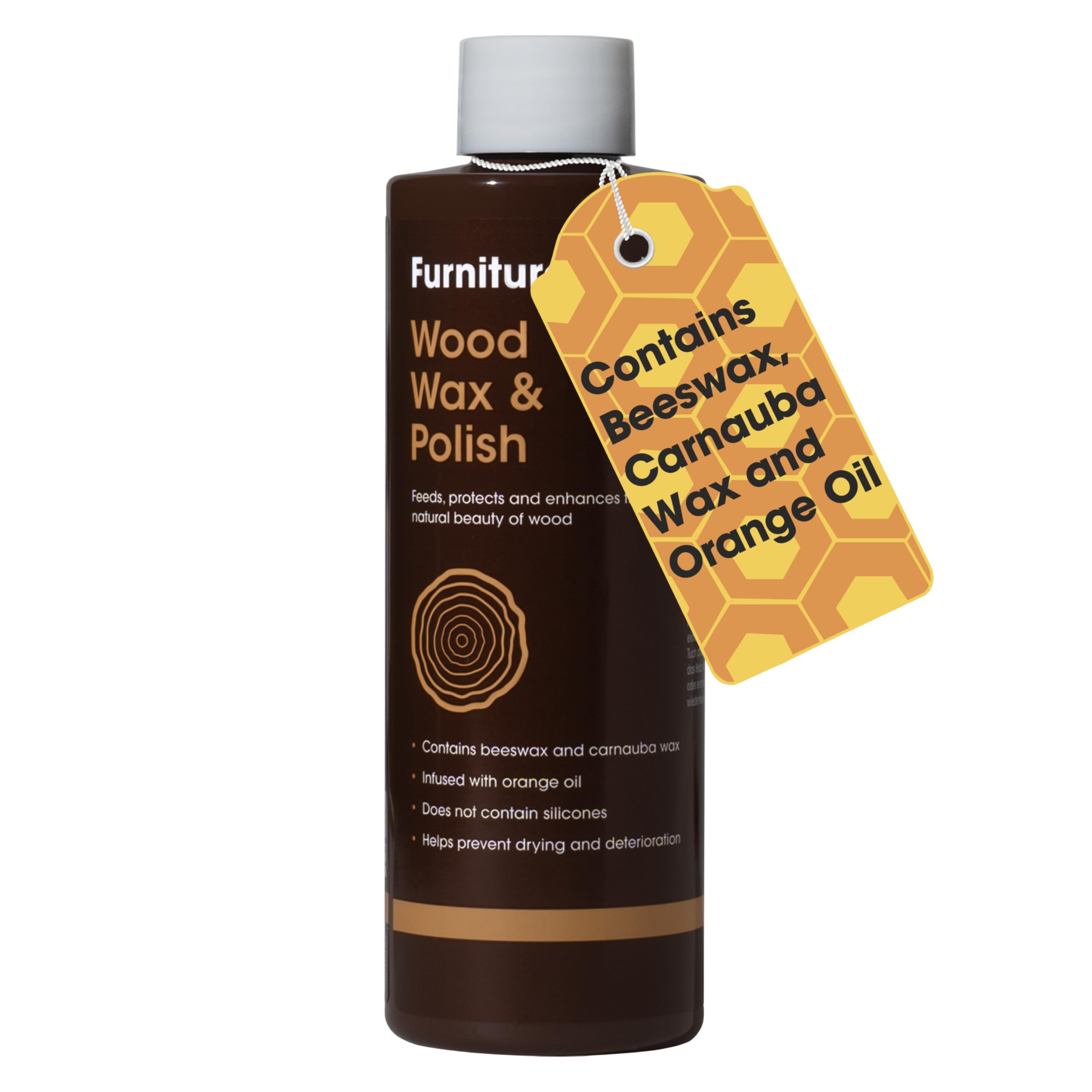 Furniture Clinic Natural Wood Wax & Polish - Beeswax & Carnauba Formula for Finished & Unfinished Wood
