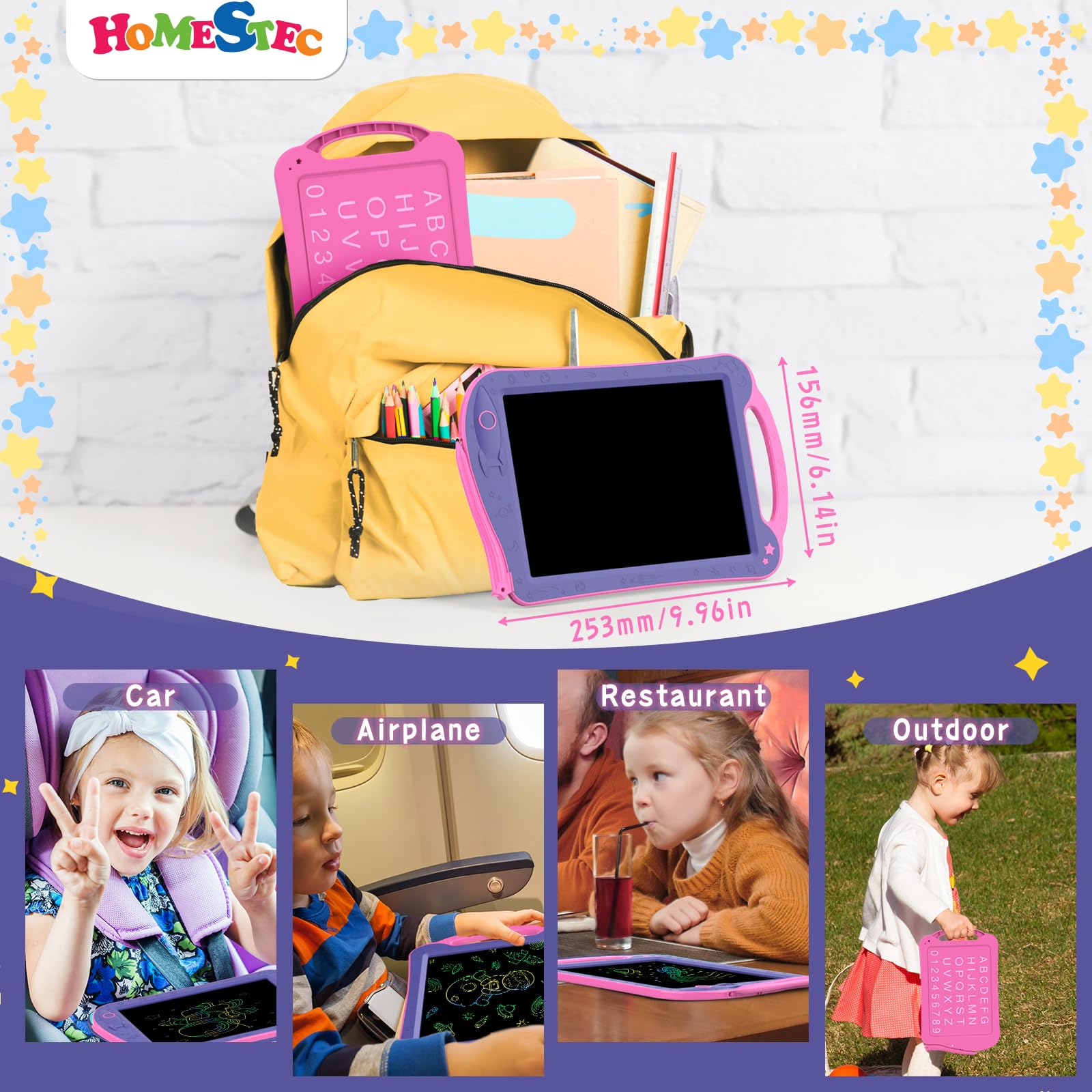HOMESTEC AstroDraw Space Theme LCD Drawing Tablet for Kids