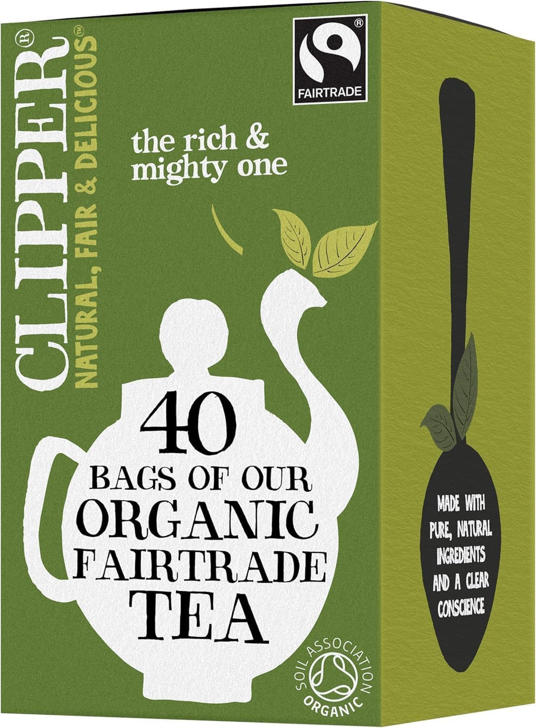 Clipper Natural, Fair & Delicious Fairtrade Organic Everyday Black Tea Bags - 40 Count, Plastic-Free