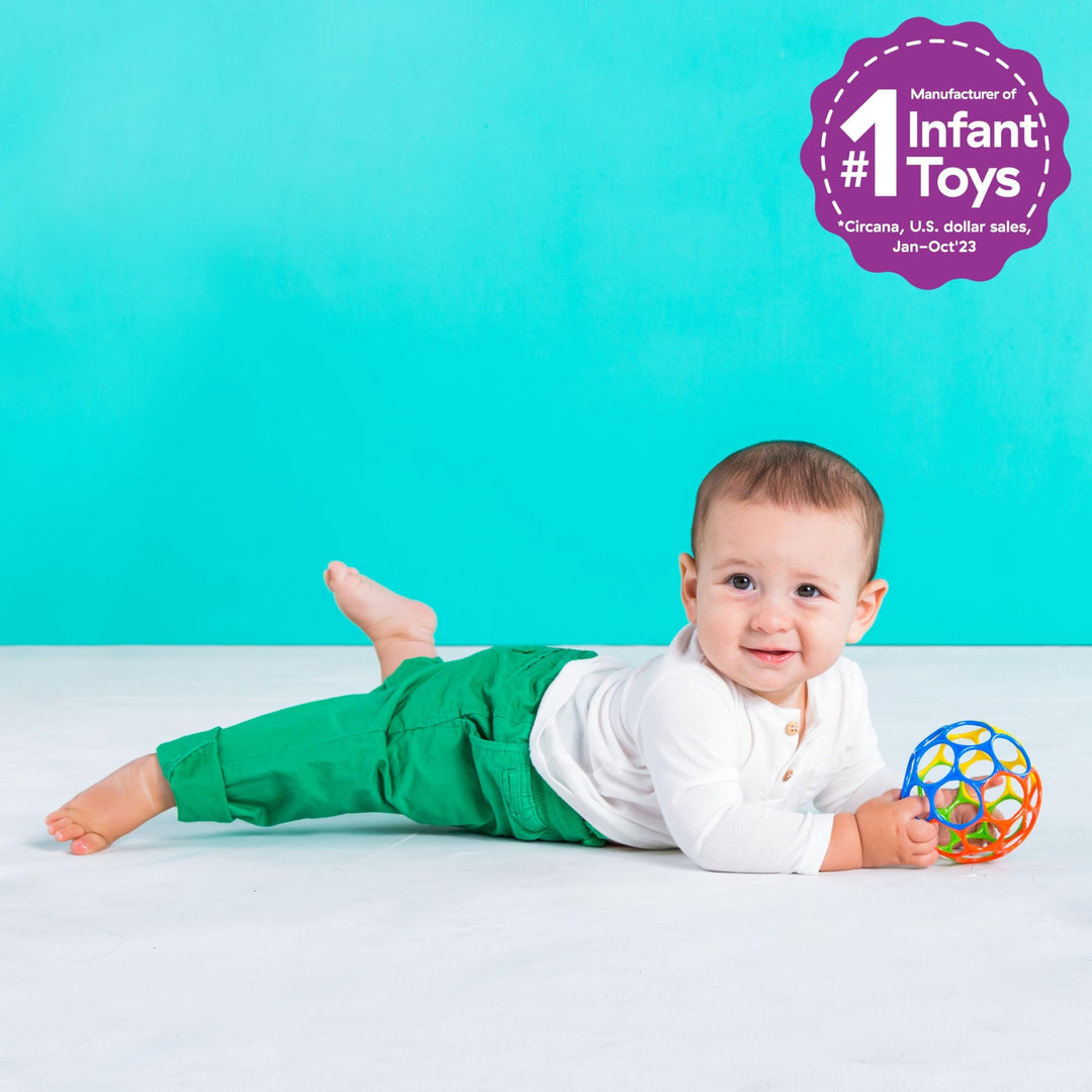 Bright Starts Oball Easy Grasp Classic Ball - BPA-Free Infant Toy for Newborns, 4-Inch Multi-Color