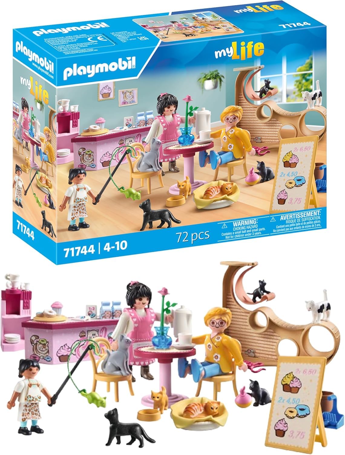 Playmobil My Life Cat Café Playset - Animal Figures Toy for Kids Aged 4 and Up