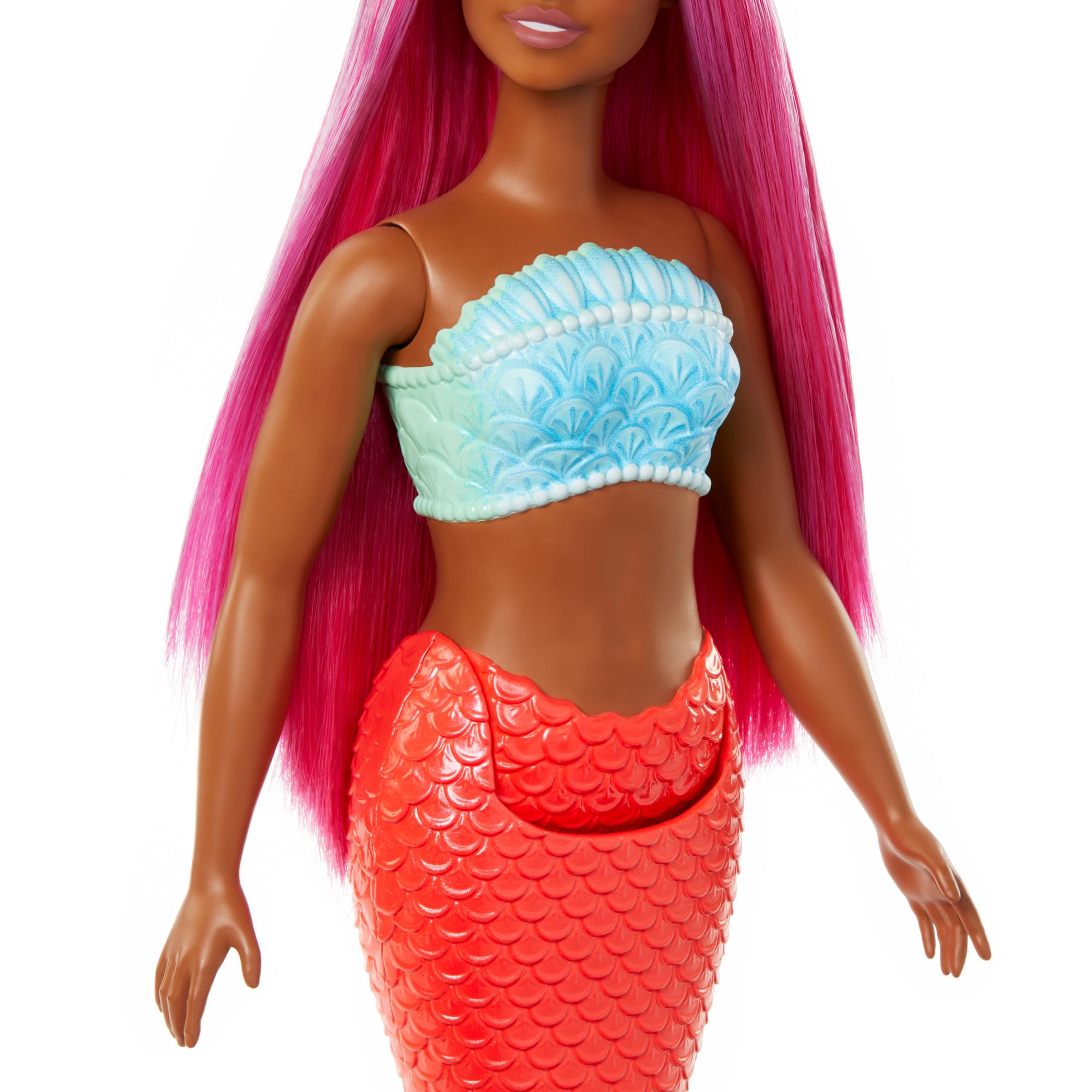 Barbie Mermaid Doll - Curvy Body with Shell Bodice & Tropical Red Tail, 3+ Years 4
