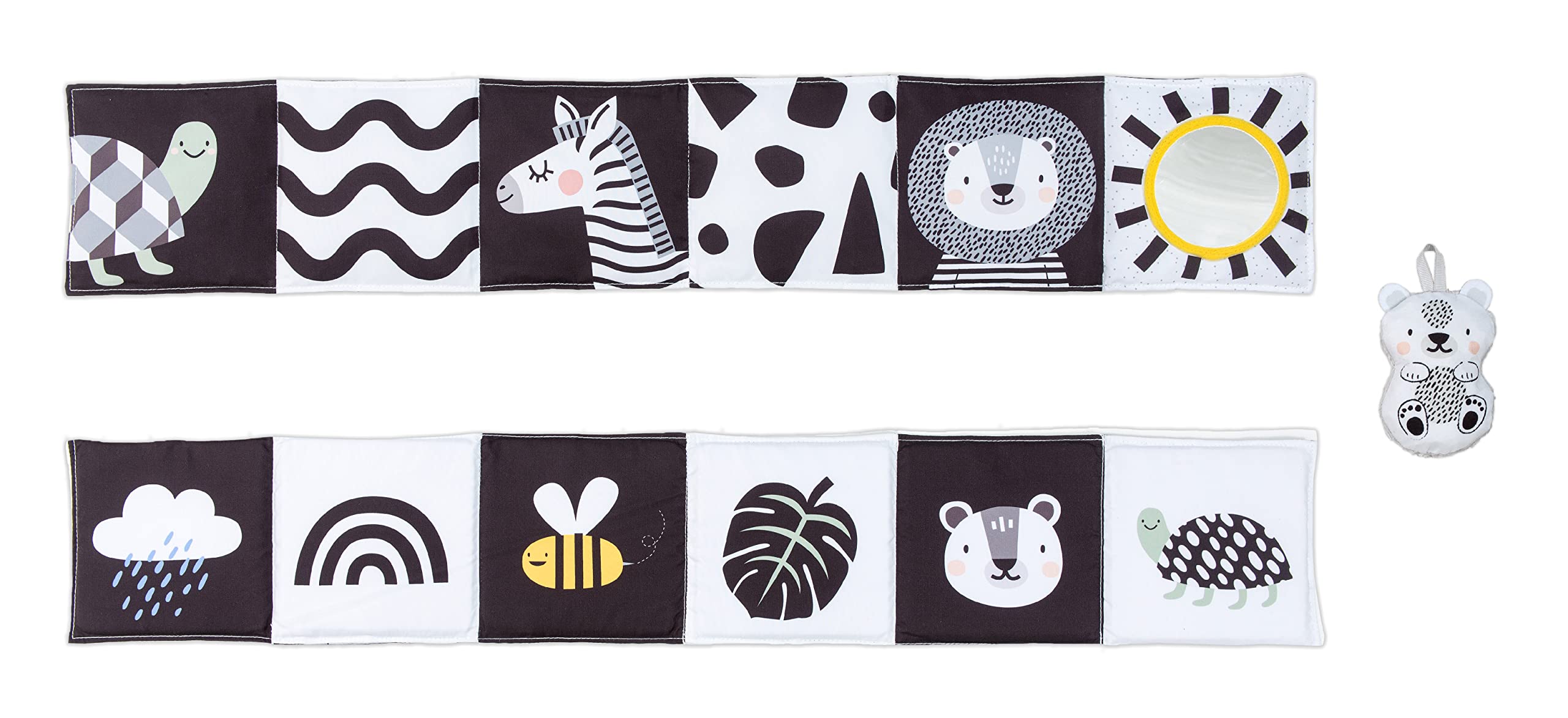 Taf Toys Savannah Black and White 3-in-1 Newborn Pram Book - High Contrast Sensory Toy for 0+ Months 10