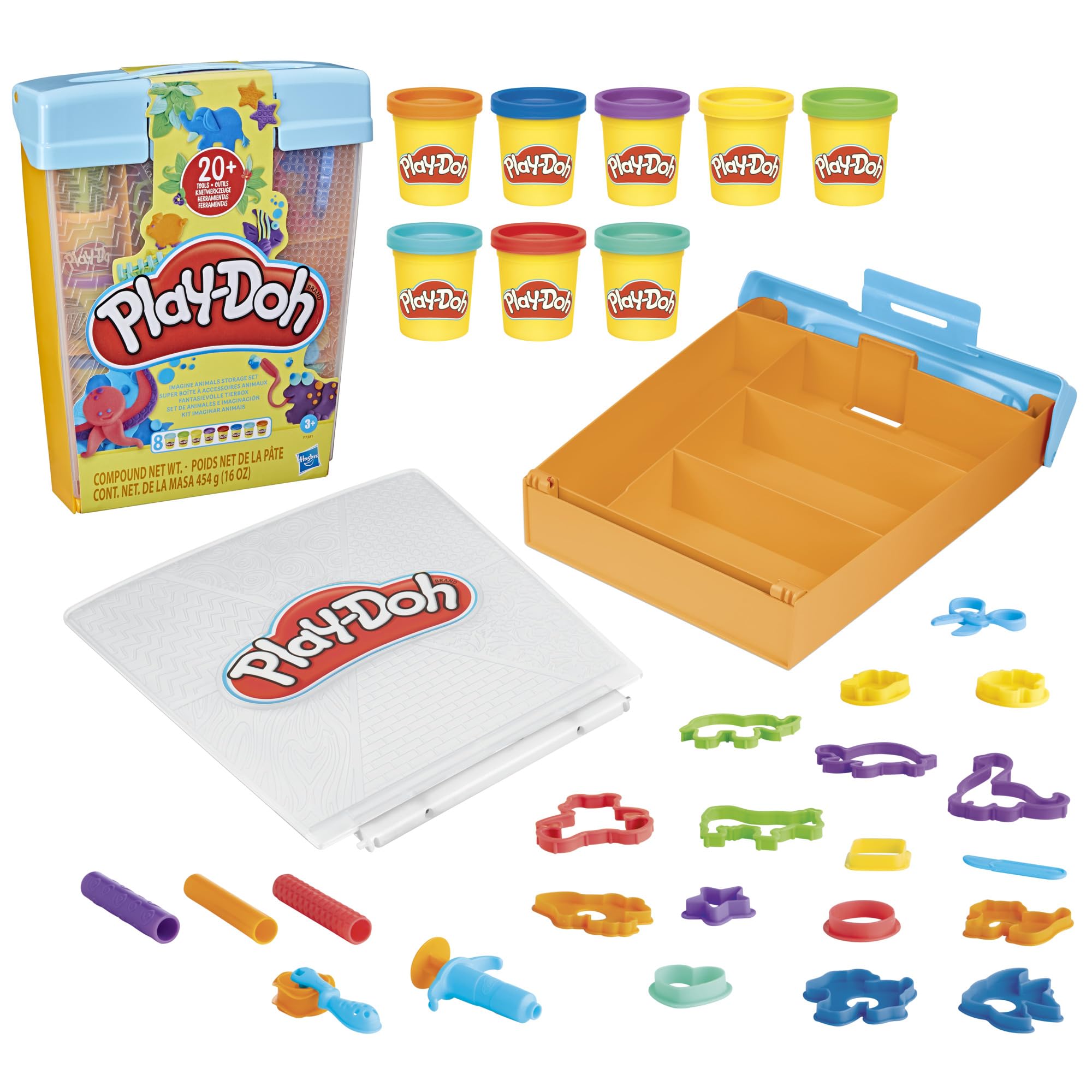 Play-Doh Imagine Animals Storage Set - 8 Cans & 22 Accessories for Creative Play