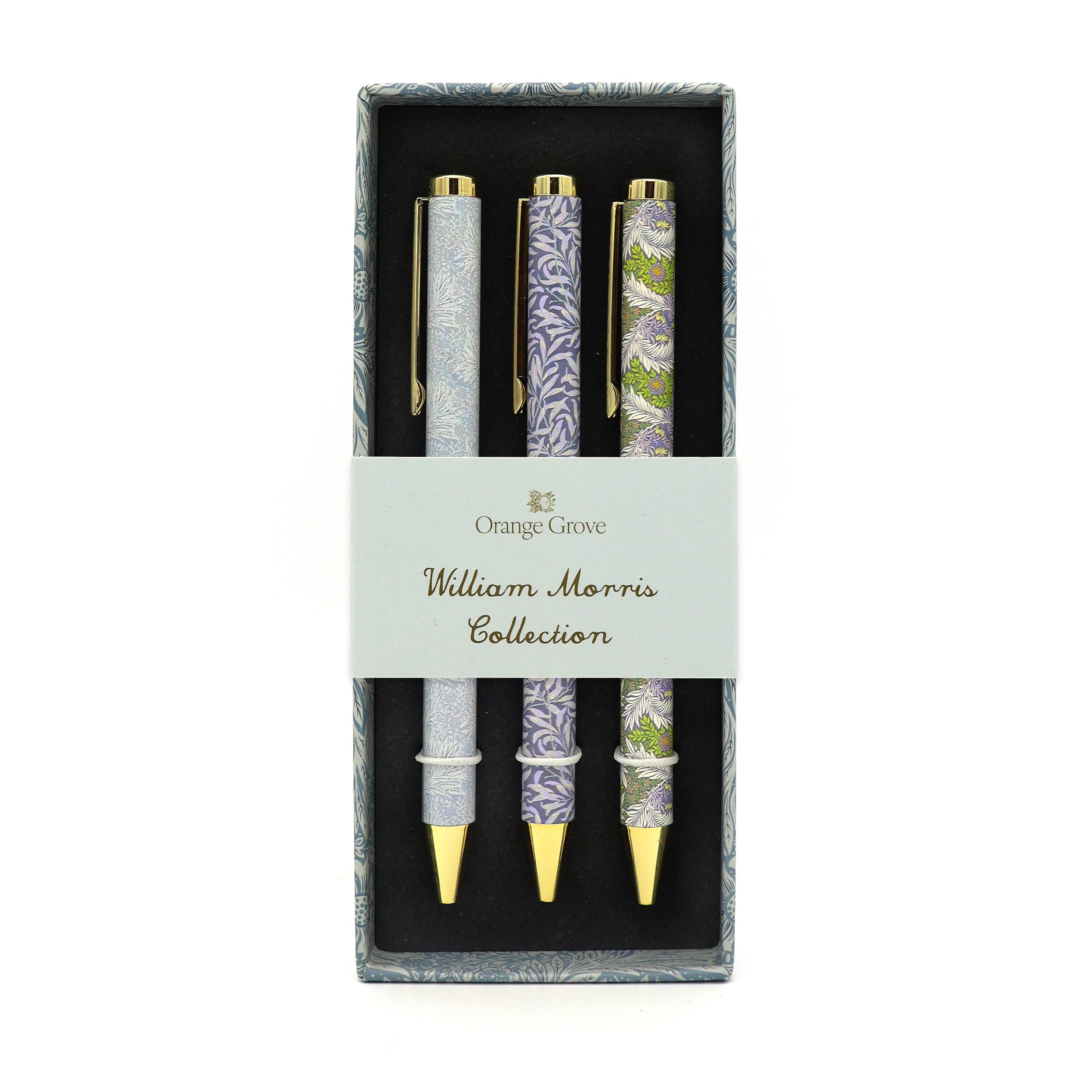 Robert Frederick William Morris Mixed Design Ballpoint Pens Set of 3 with Gift Box | Black Ink | 0.7mm Medium Point 1