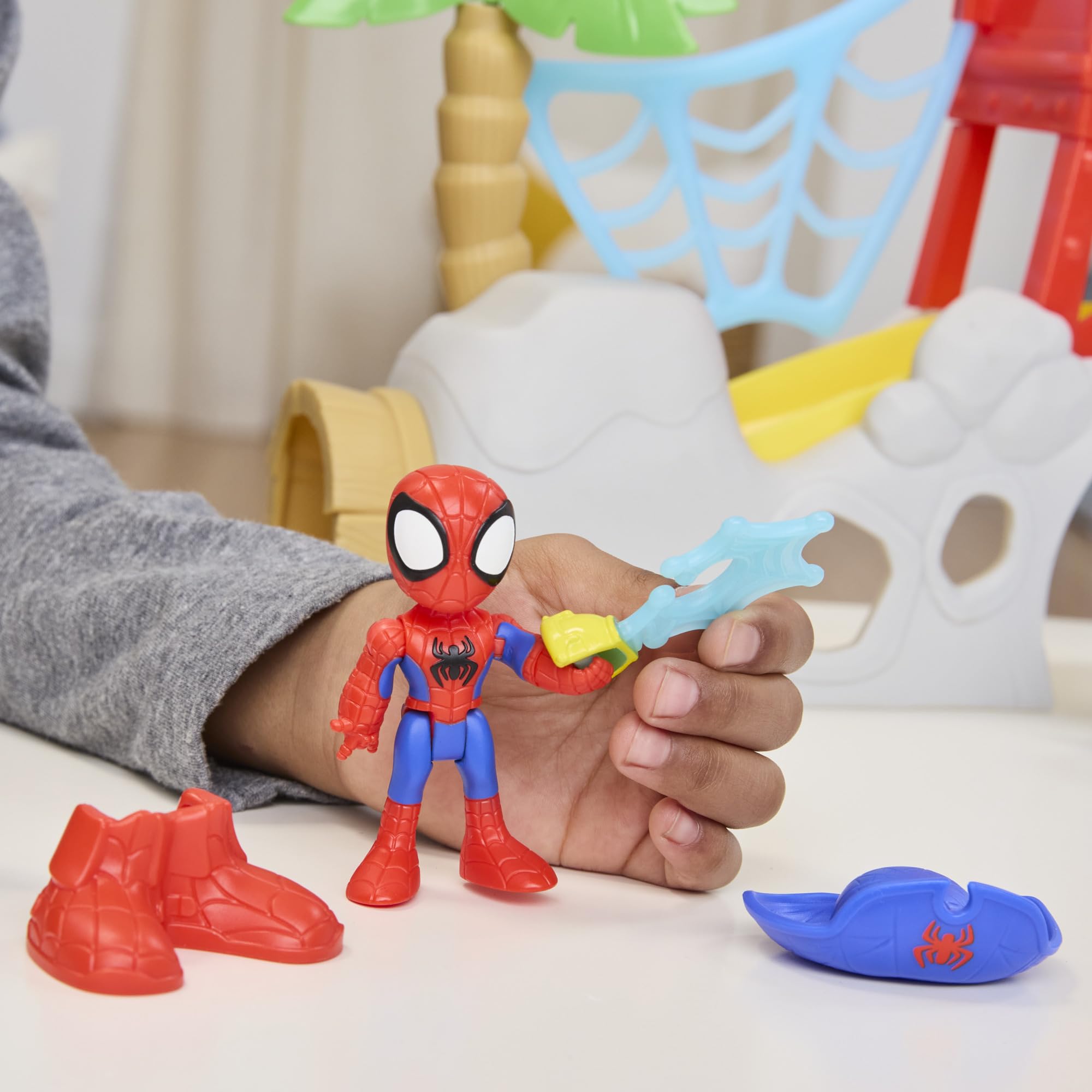 Spidey and His Amazing Friends Water-Webs Spidey Island Playset - Trapdoor Slide & Web Features for Ages 3+