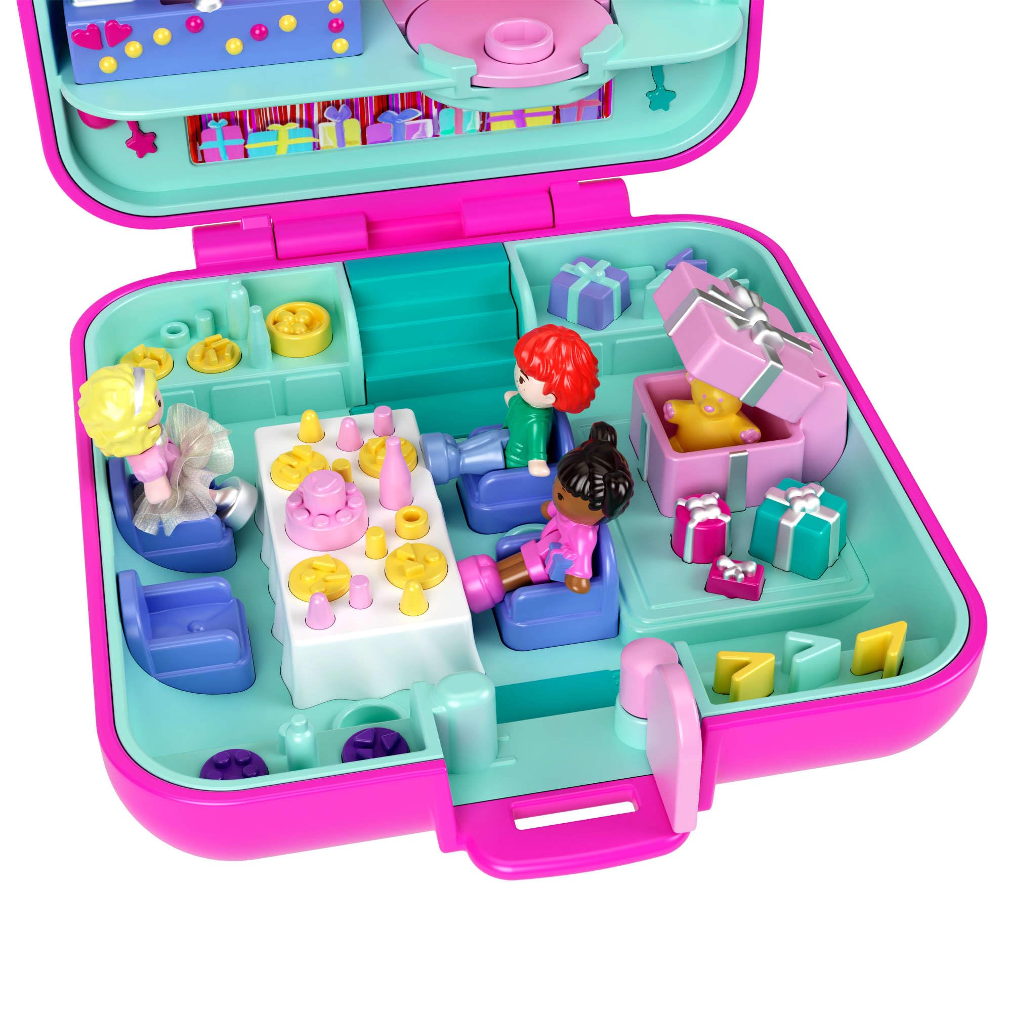 Polly Pocket Mattel 80th Anniversary Heritage Compact Playset - House Party with 3 Micro Dolls & Pet, Ages 4+ 5