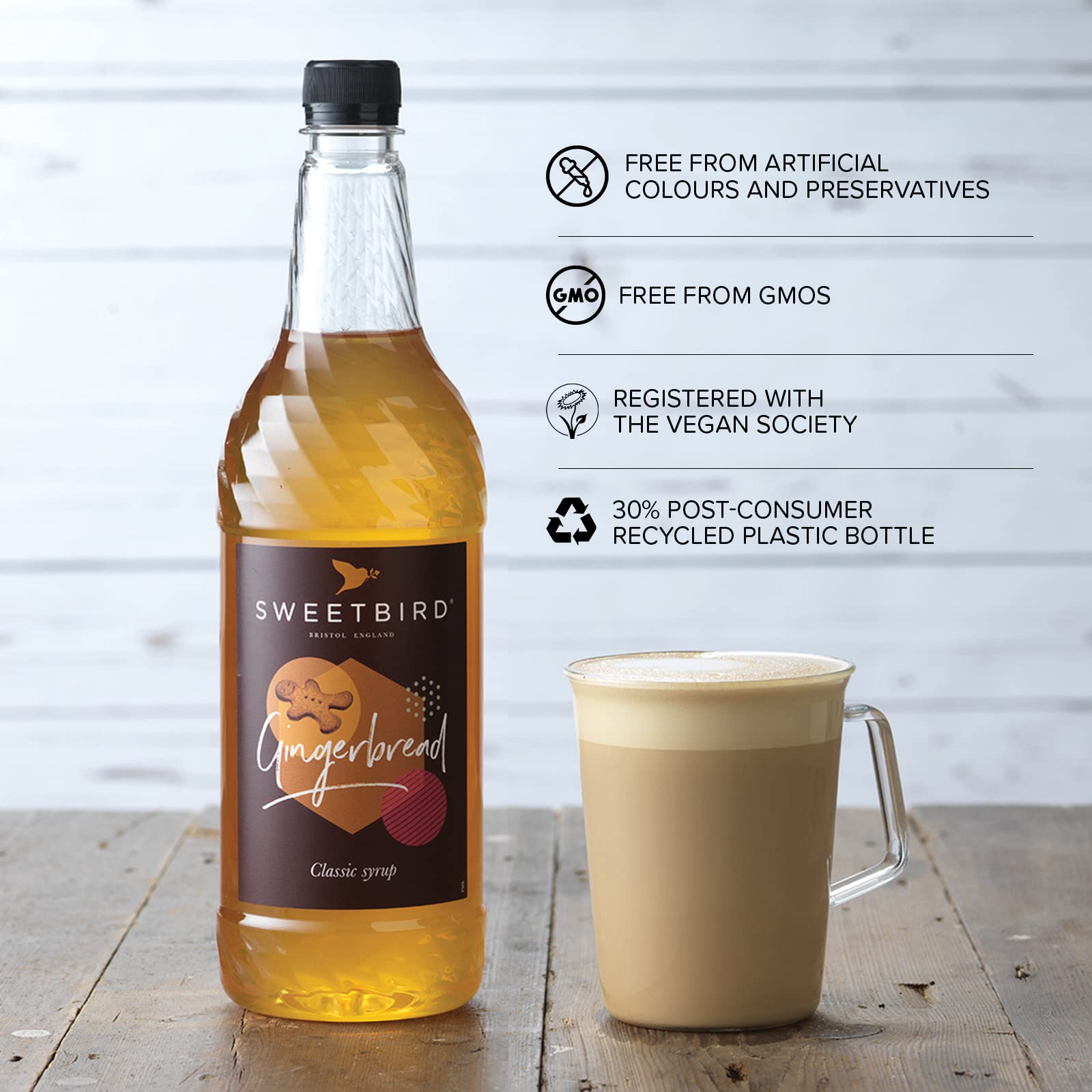 Sweetbird Gingerbread Syrup 1 Litre - Biscuity Ginger Flavour for Coffee, Hot Chocolate & More 4