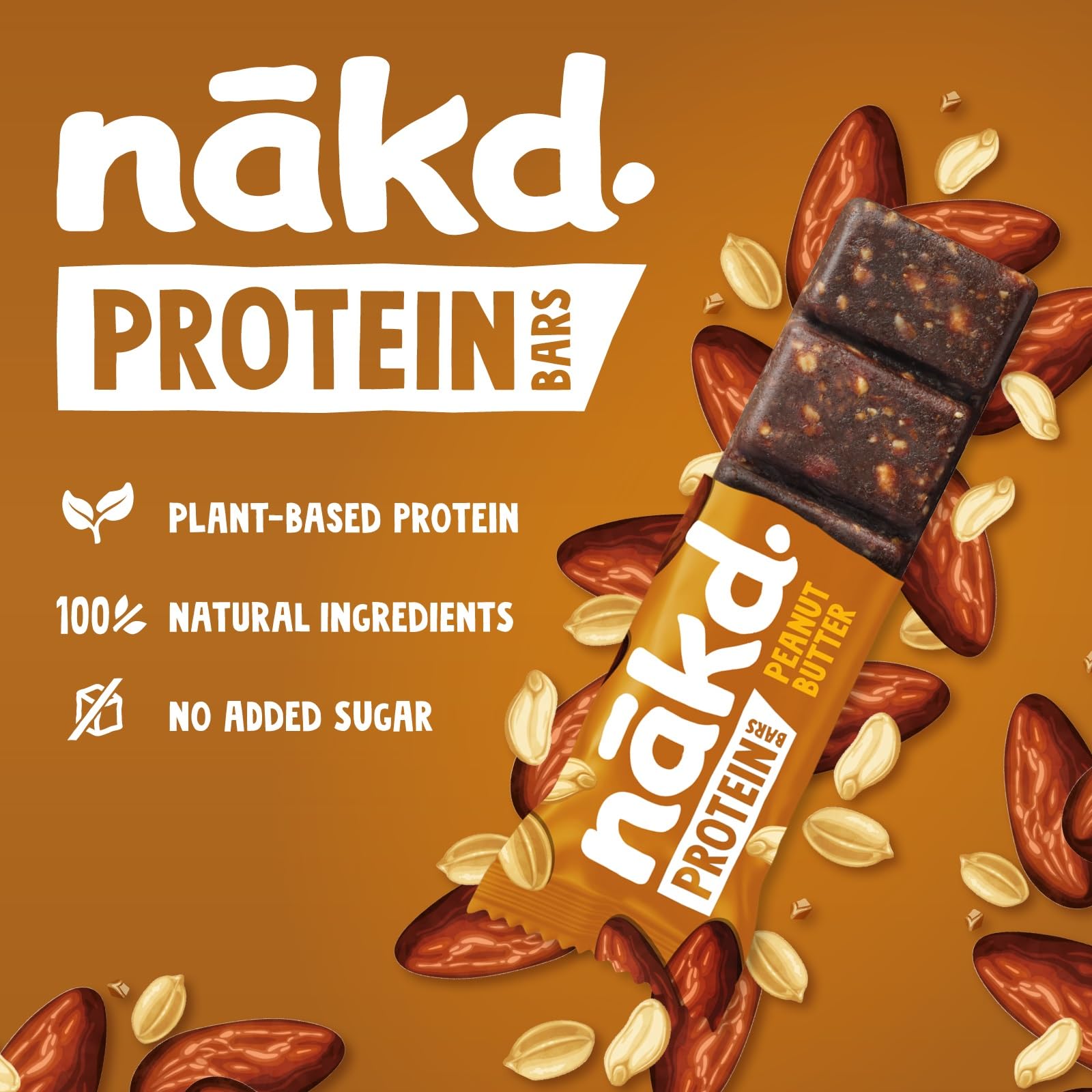 Nakd Protein Bars Peanut Butter - 7g Plant-Based Protein | 16 Count | 100% Natural 2