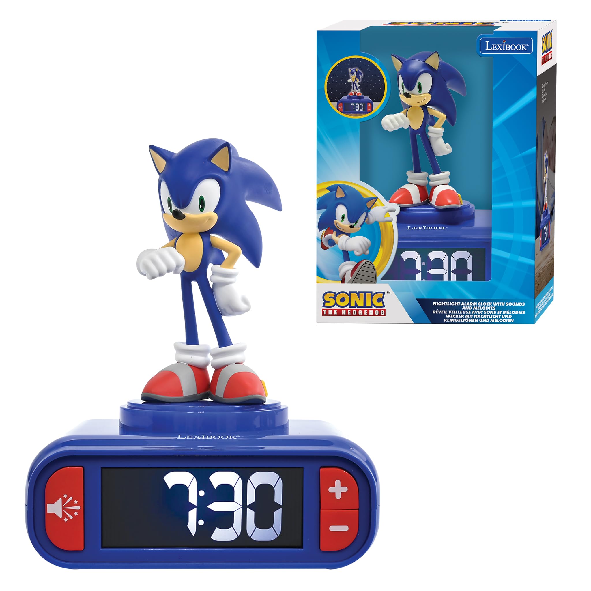 Lexibook Sonic Hedgehog Night Light Alarm Clock with Sounds and Melodies