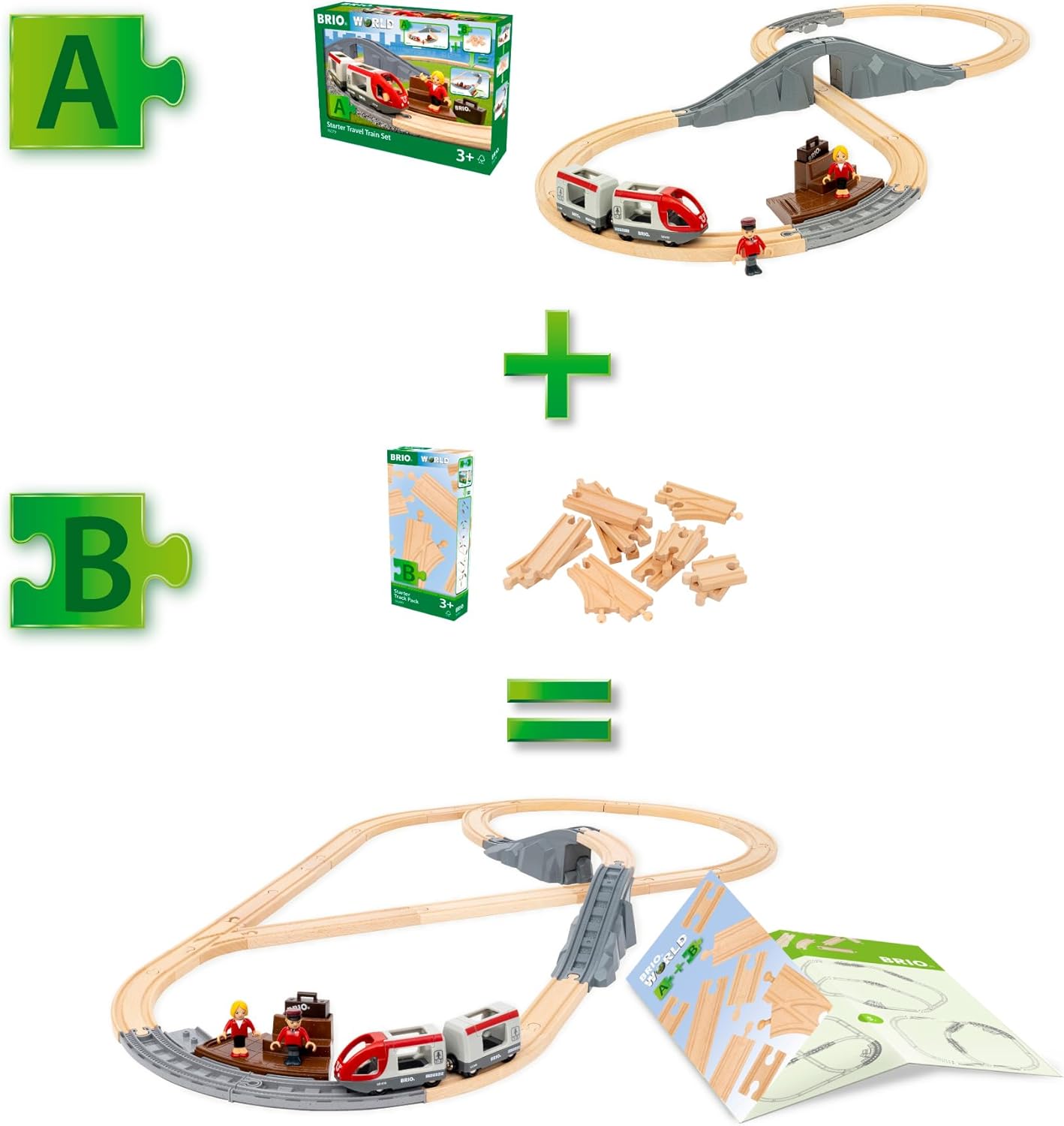 BRIO World Starter Wooden Railway Train Track Pack - 12-Piece Expansion Set for Kids 5
