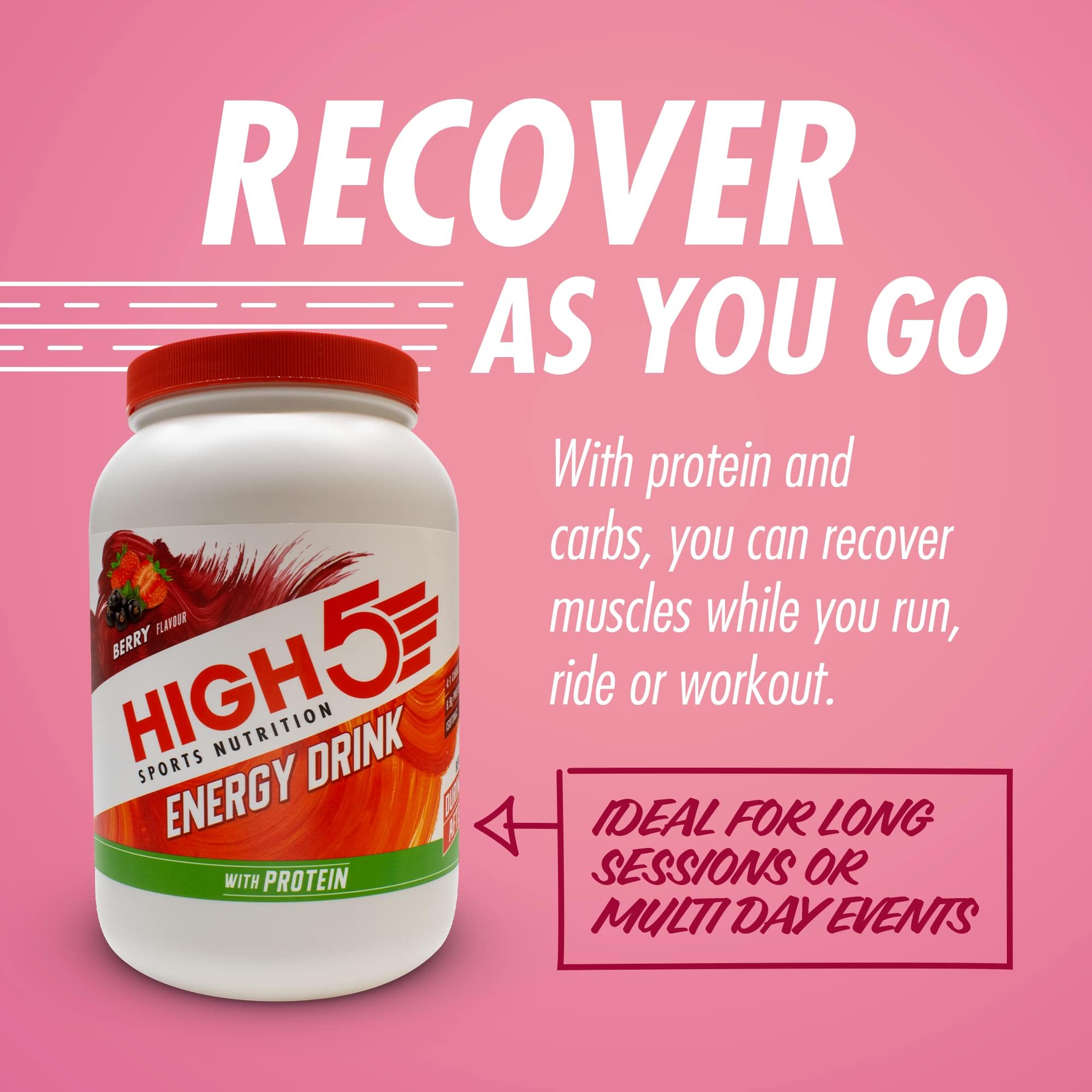 HIGH5 - Energy Drink With Protein Blend of Carbohydrates, Protein & Electrolytes Sports Drink Powder (Berry, 1.6kg) 3