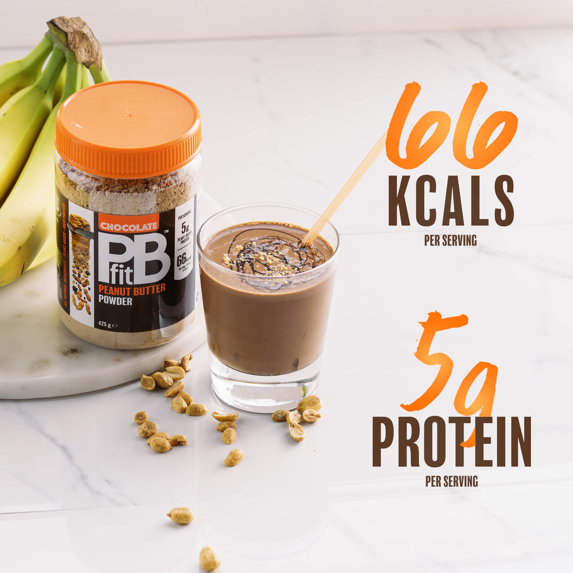 PBfit Chocolate Peanut Butter Powder - 88% Less Fat, 5g Protein | 425g