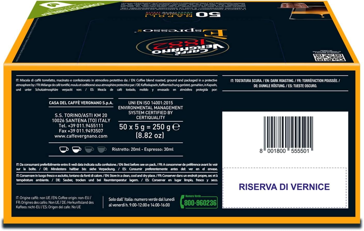 Caffè Vergnano 1882 Èspresso1882 Napoli - Compostable Coffee Capsules Compatible with Nespresso & Èspresso1882 TRÈ 5