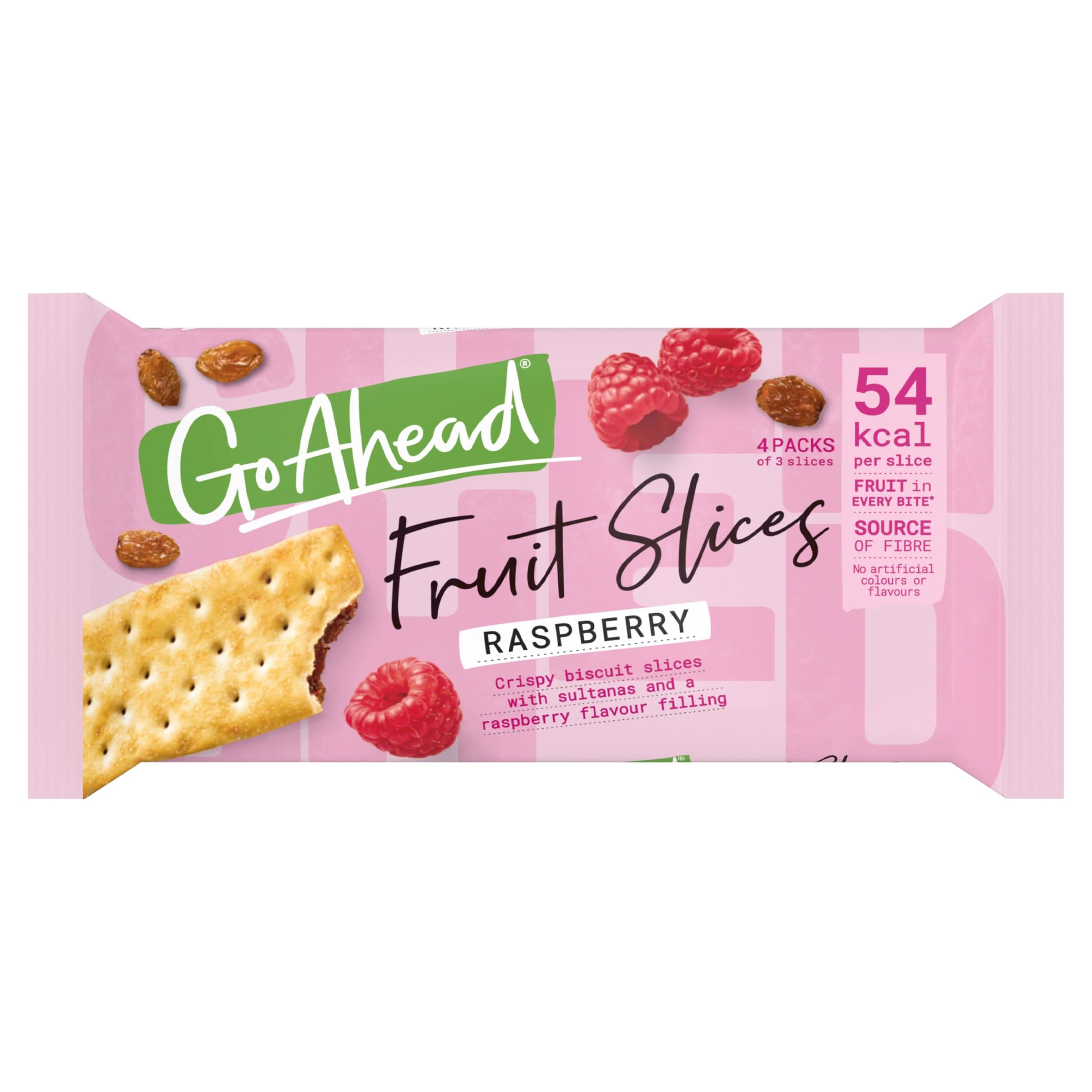 Go Ahead Raspberry Crispy Fruit Slices Snack Bars - 4 x 43.6 g Multipack