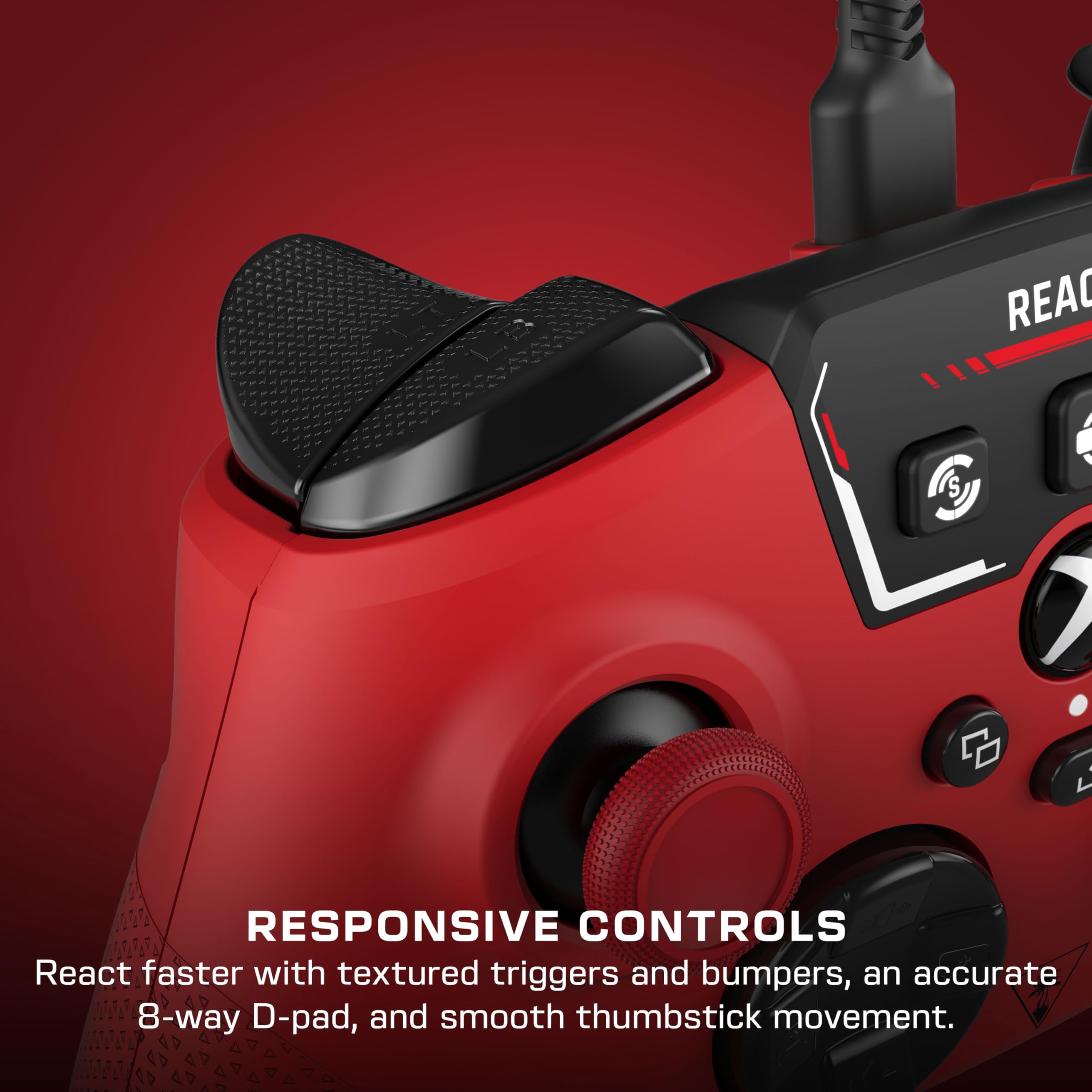 Turtle Beach REACT-R Red Kabelgebundener Gaming-Controller für Xbox Series X|S, Xbox One und PC – Offiziell lizenziert 3