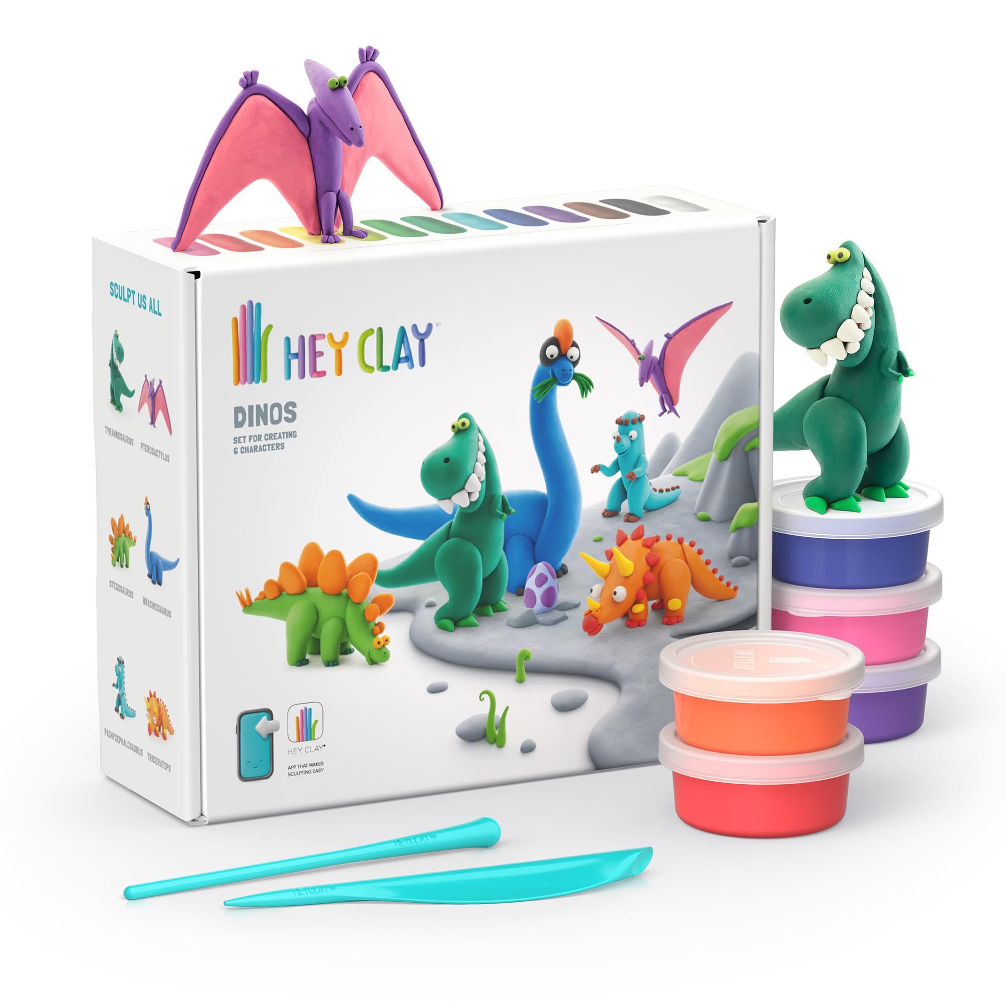 HEY CLAY Dinos Set - Air Dry Clay Kit | 15 Cans | Non-Toxic | Ages 3+ 1