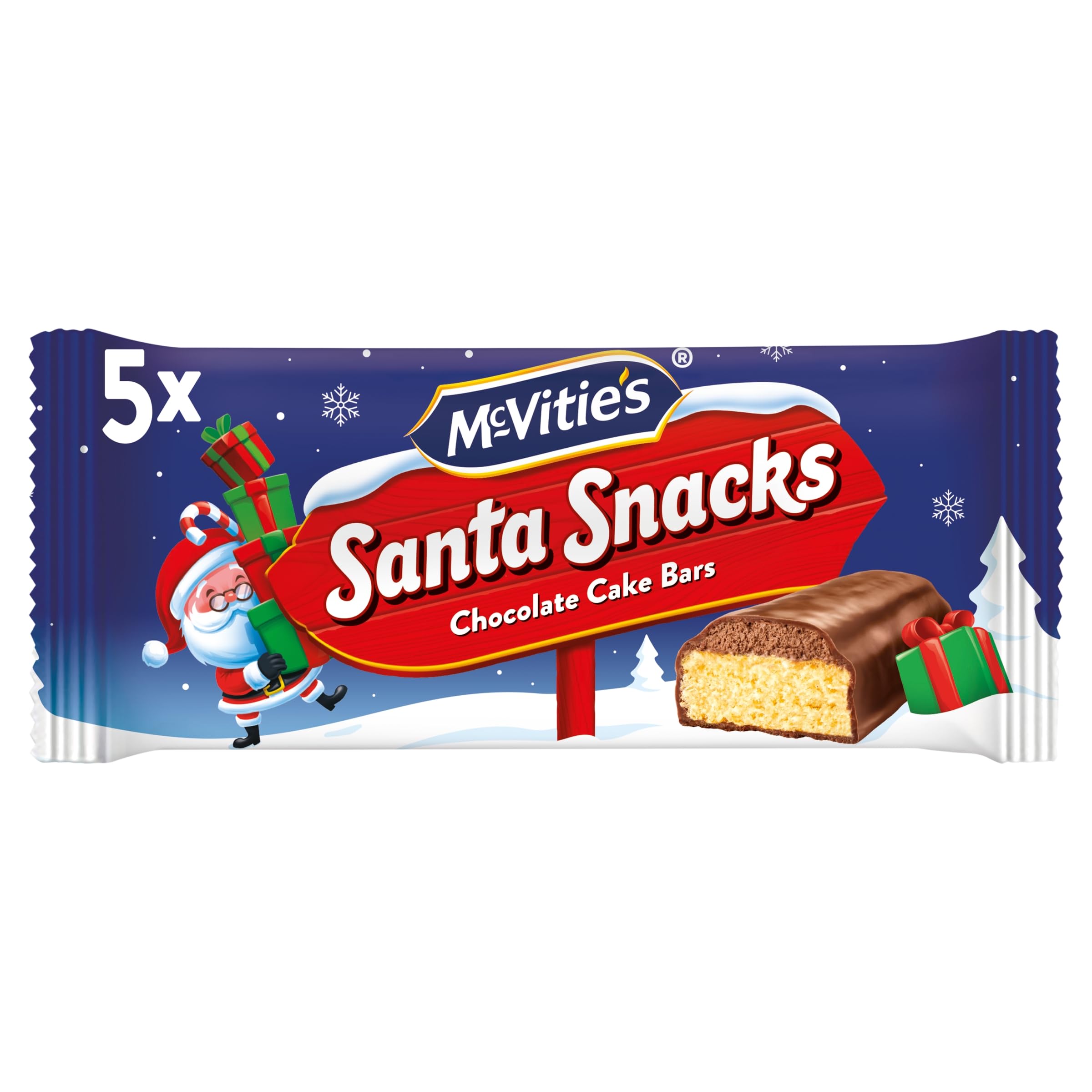 McVitie's Santa Snacks Chocolate Cake Bars, 5 Individually Wrapped Milk Chocolate Sponge Bars