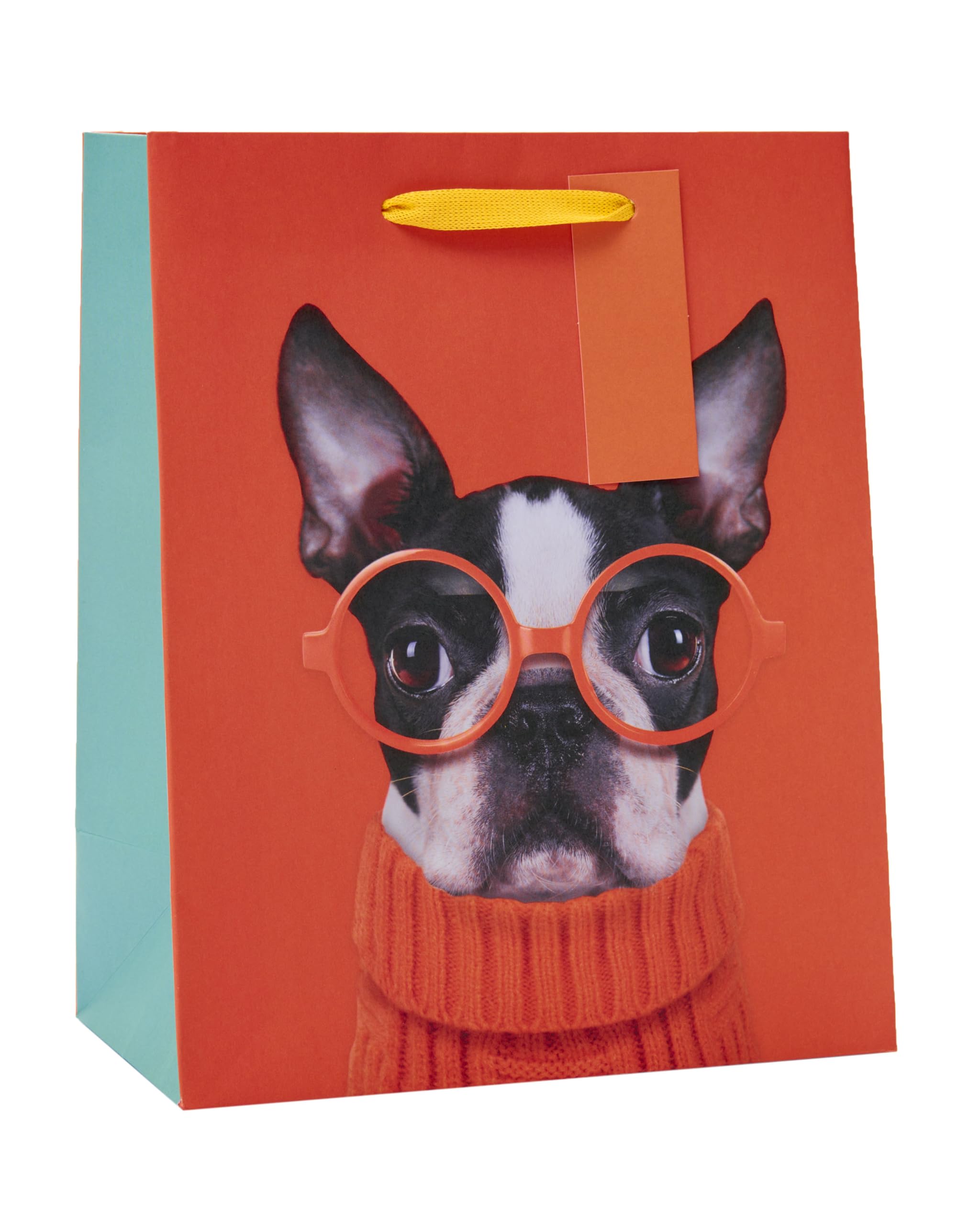 UK Greetings Medium Gift Bag - Boston Terrier with Glasses Design | 22.8 x 19 cm 1
