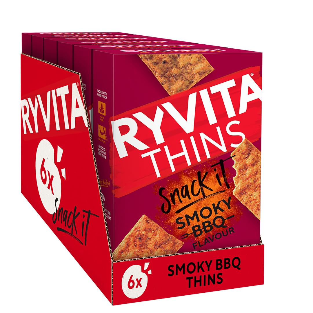 Ryvita Thins Snack It Smoky BBQ Flavour 125g Pack of 6