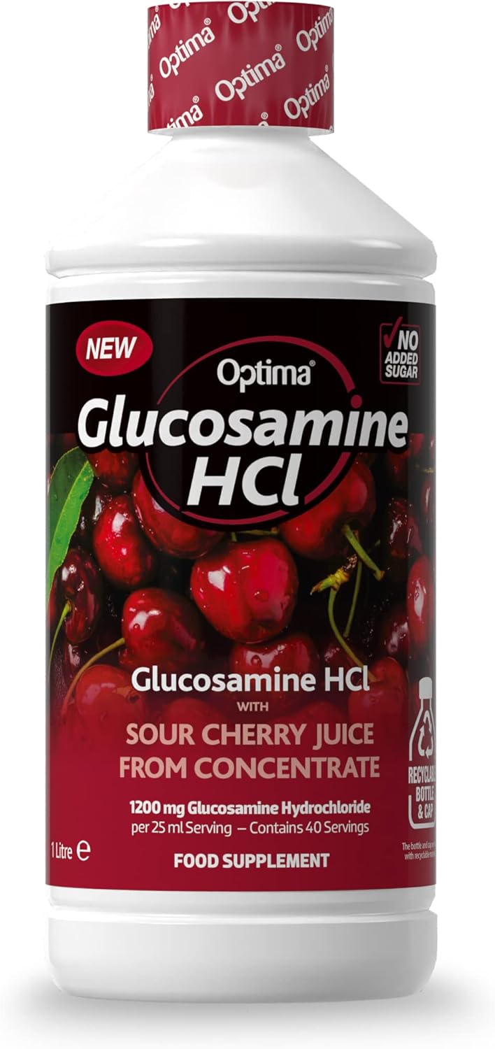 Optima Glucosamine HCl 1200 mg with Sour Cherry Juice Concentrate, No Added Sugar, Vegan Liquid Supplement