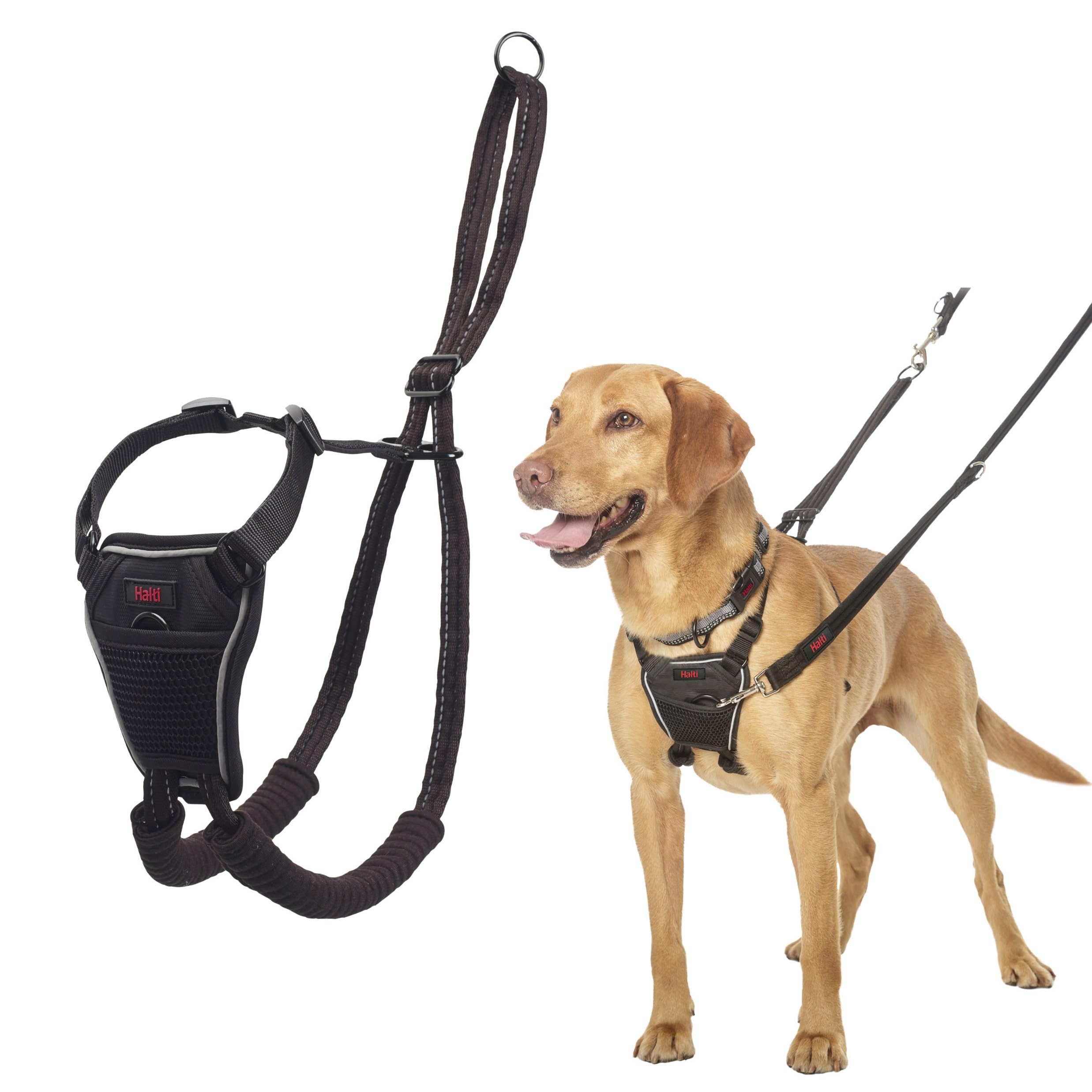 Halti No Pull Vest Harness - Stops Pulling, Adjustable, Reflective | Size Medium, Black