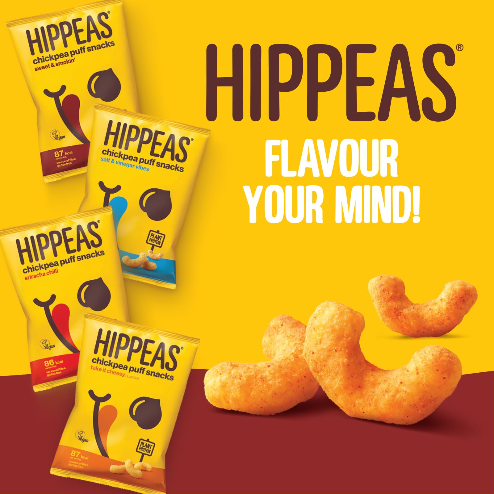 Hippeas Variety Pack Chickpea Puffs - 6 x 78g Sharing Bags | Vegan, Gluten-Free Snacks