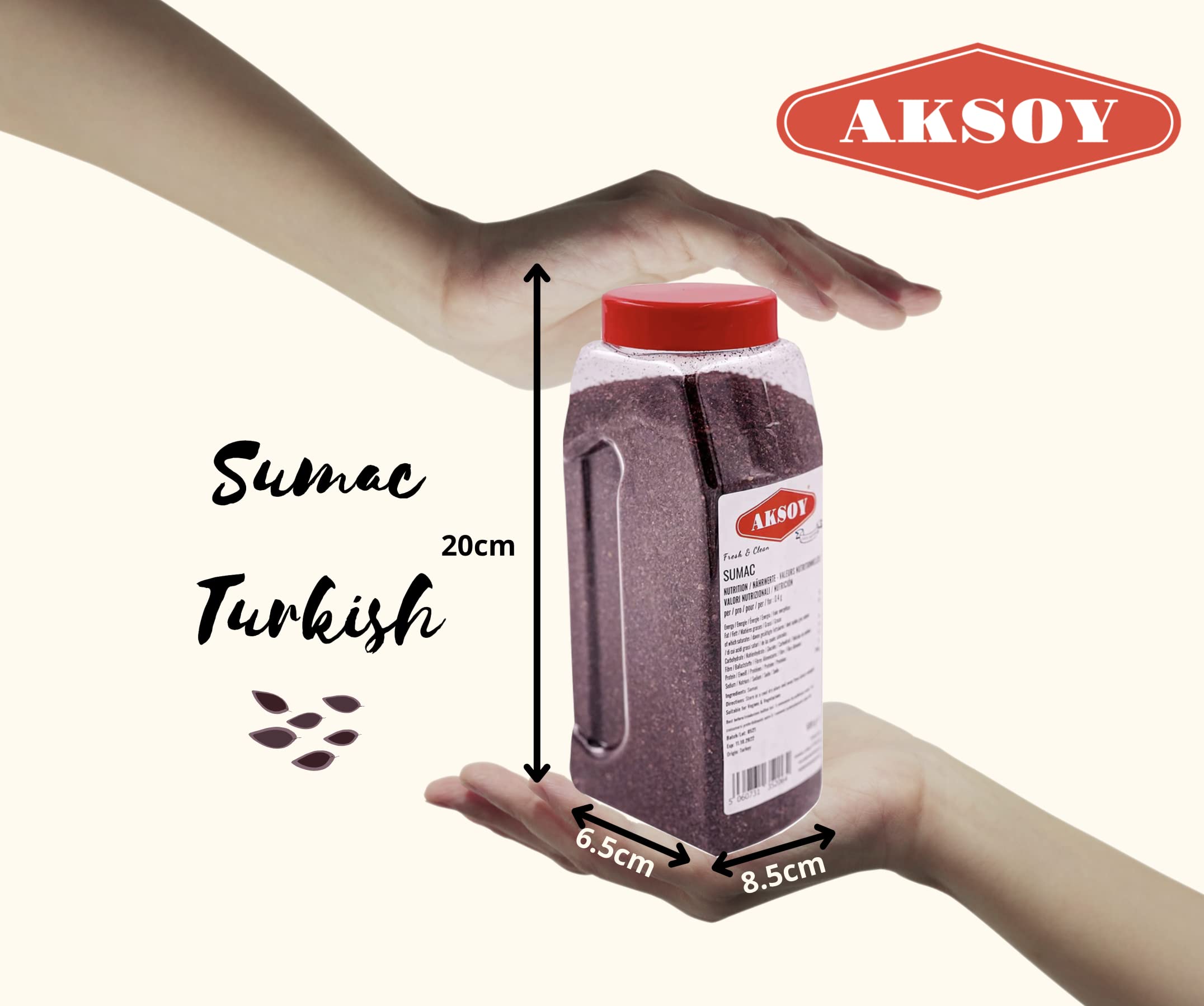 Aksoy Premium gemahlener Sumach, 500 g Glas – 100 % natürliches, frisches und würziges Gewürz für die nahöstliche Küche 4