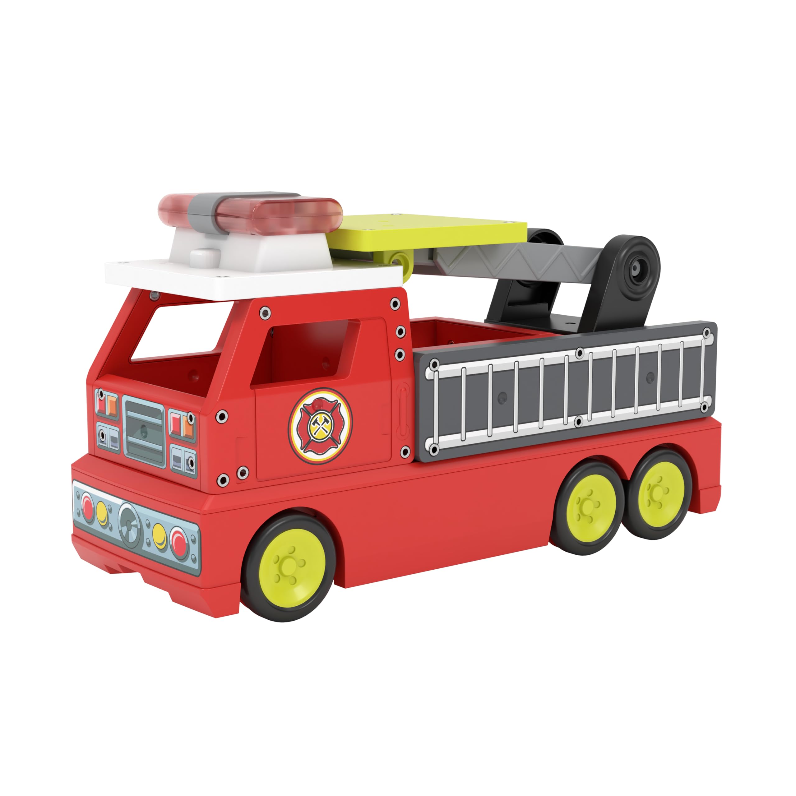 Tile Town Firetruck Magnetic Tiles Building Vehicle Playset with Lights & Sounds - 18-Piece STEM Set for Ages 3+ 3