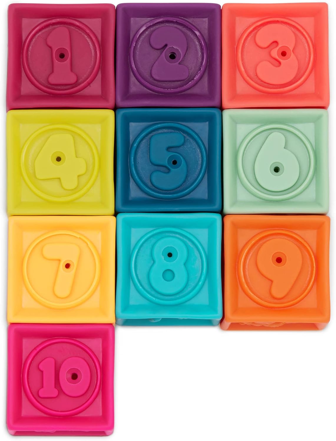 B. toys One Two Squeeze™ 10 Soft Squeezable Baby Blocks - Stacking & Learning Toy for 6+ Months 8