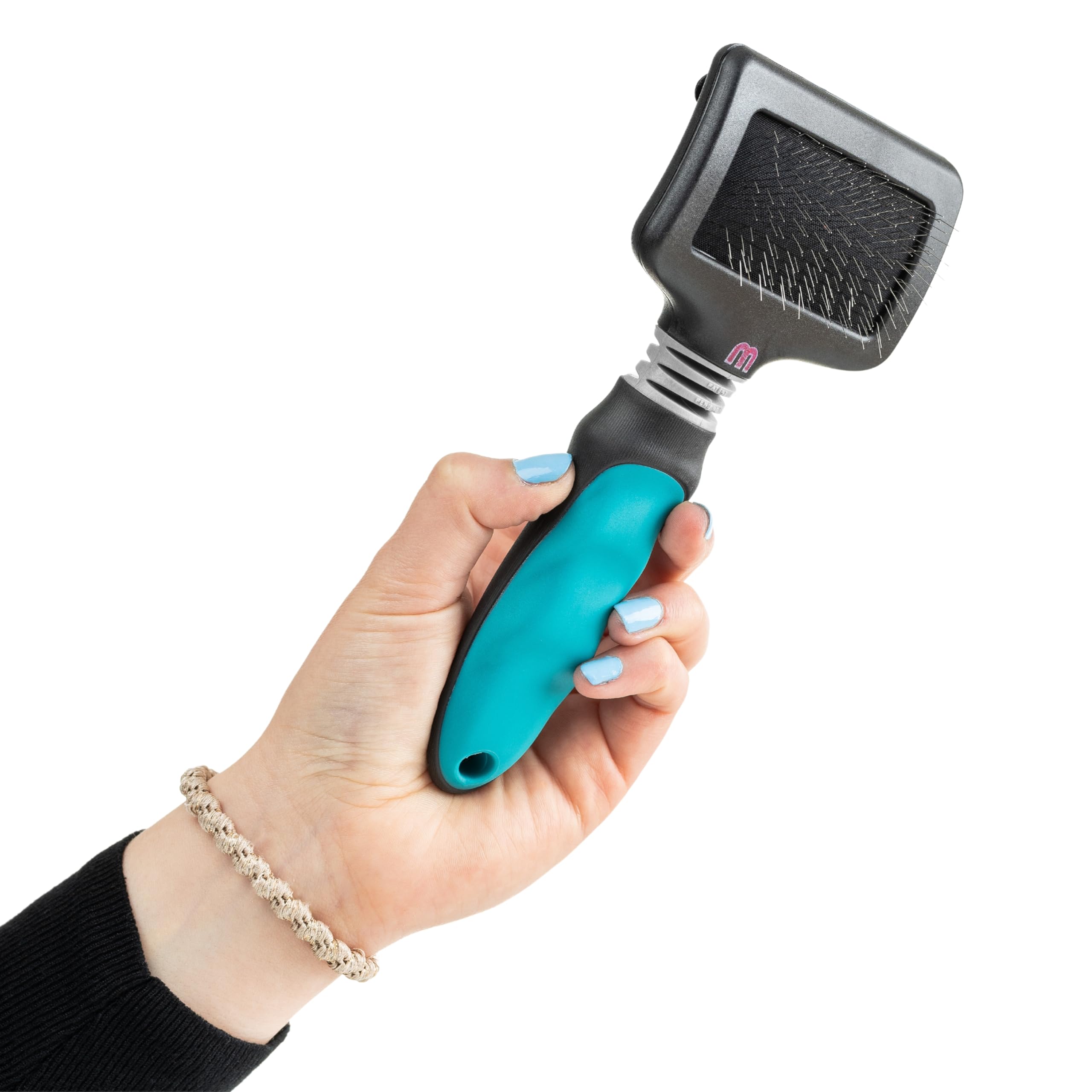 Mikki Soft Pin Slicker Brush - Removes Knots & Dead Hair | Ergonomic Handle | Small Size 1