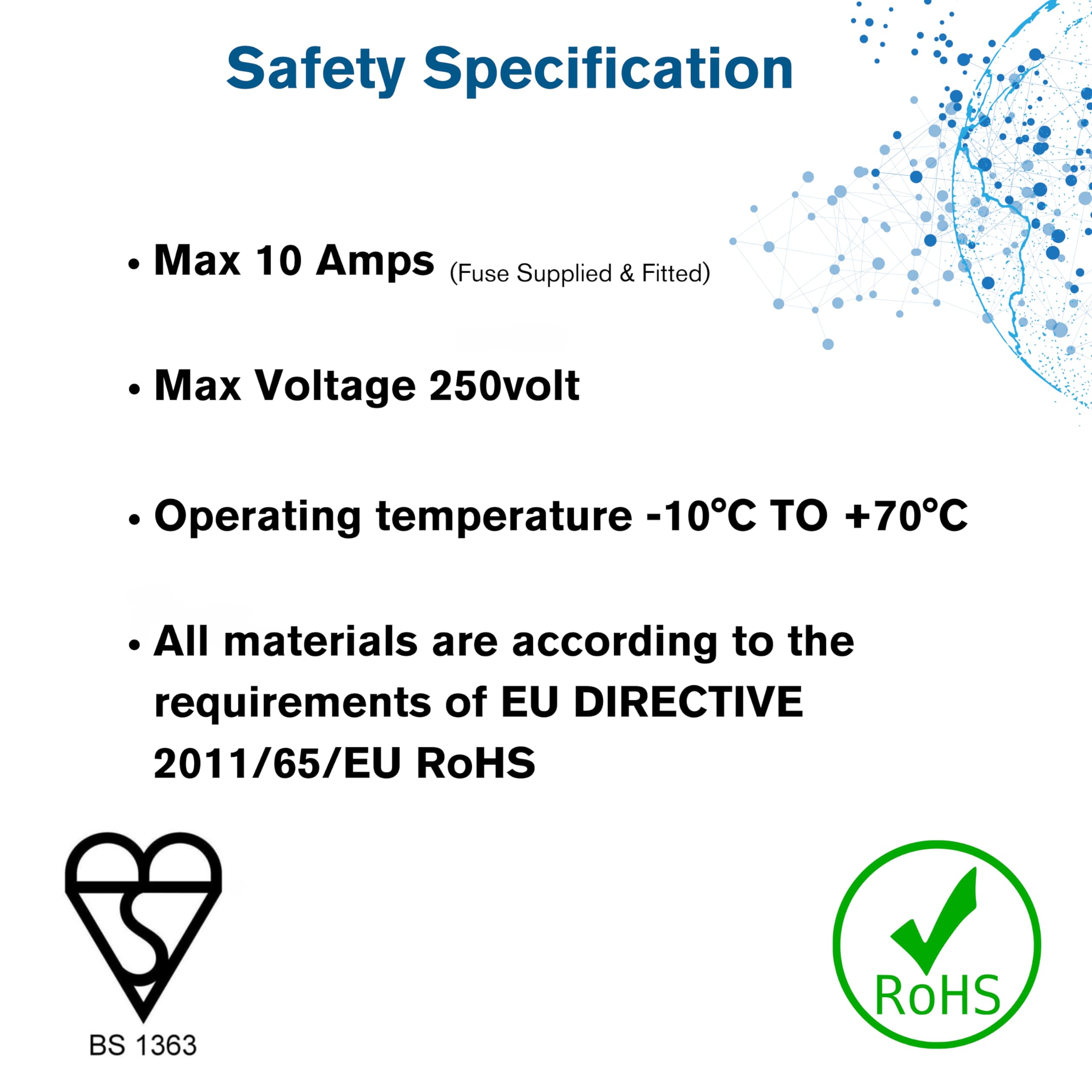 C2G 2 Metre 16 AWG Right Angle Power Cable (IEC320C13R to BS1363) - Heavy Duty Kettle Lead 12