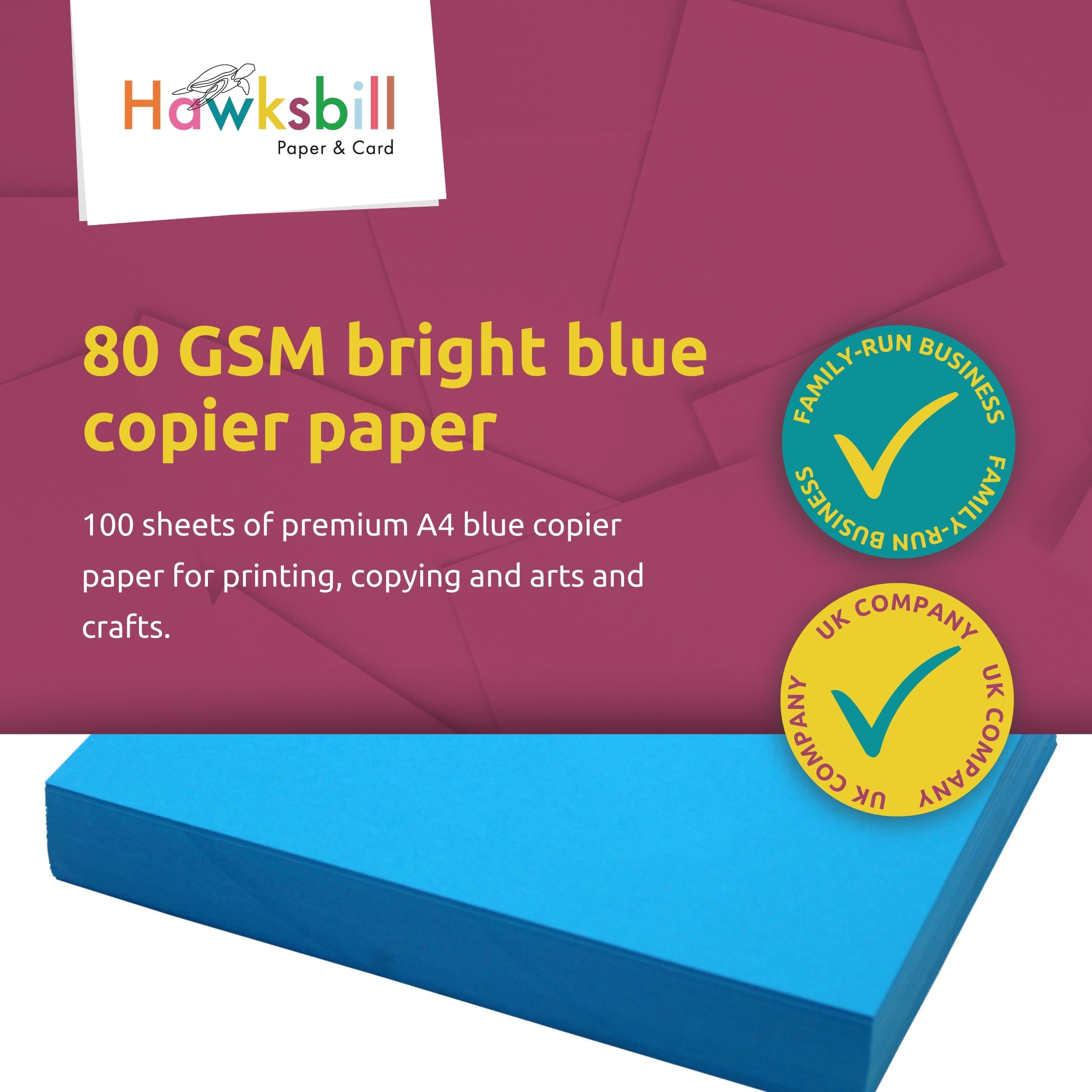 Hawksbill Bright Blue Copy Paper - 80 GSM A4 | 100 Sheets | Dyslexia-Friendly 2